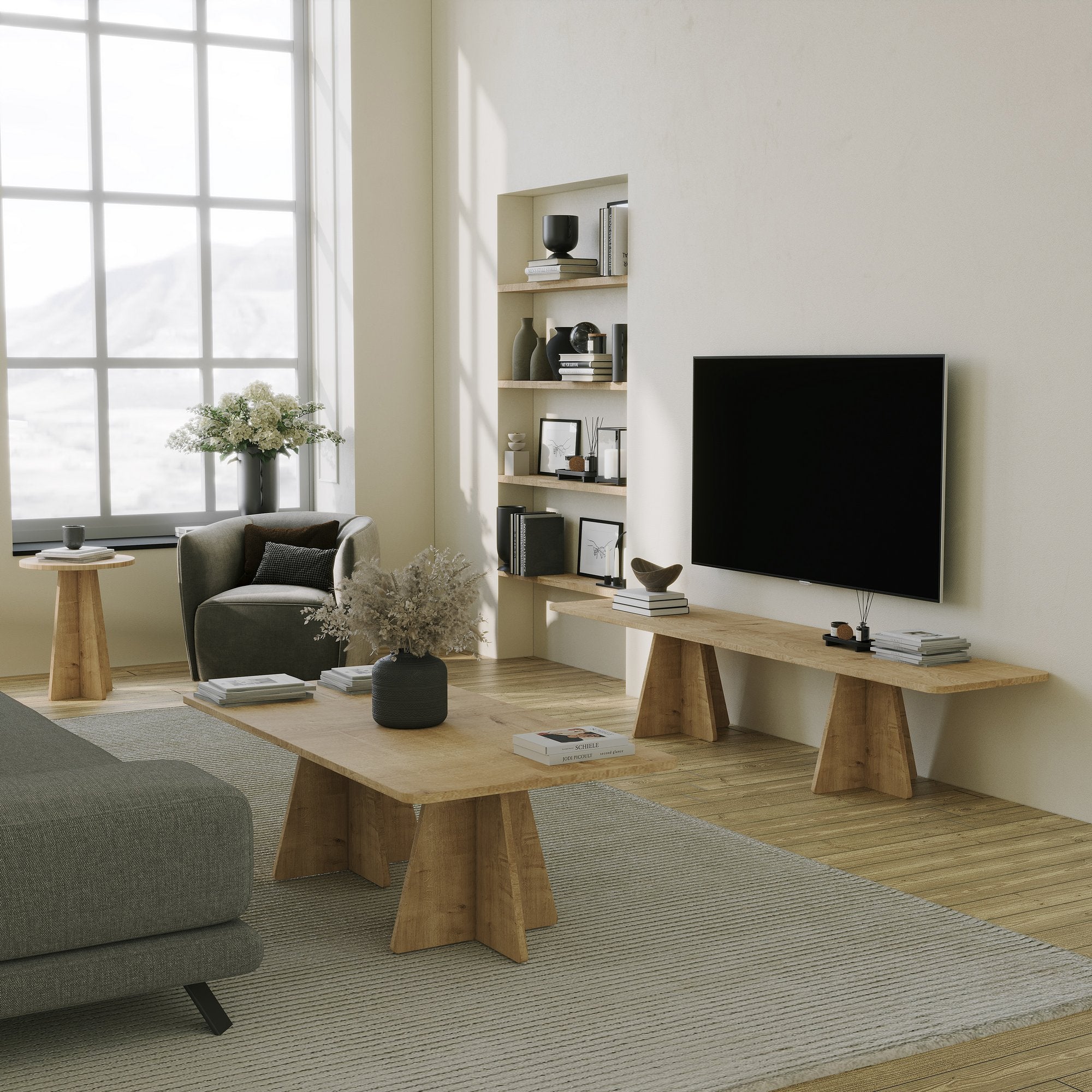Mesa de Centro Elegante, Carvalho Safira, 120 x 60 x 40 cm | Painel de Partículas 100% Revestido com Melamina, 18 mm de Espessura | Elegante e Funcional para Espaços Modernos