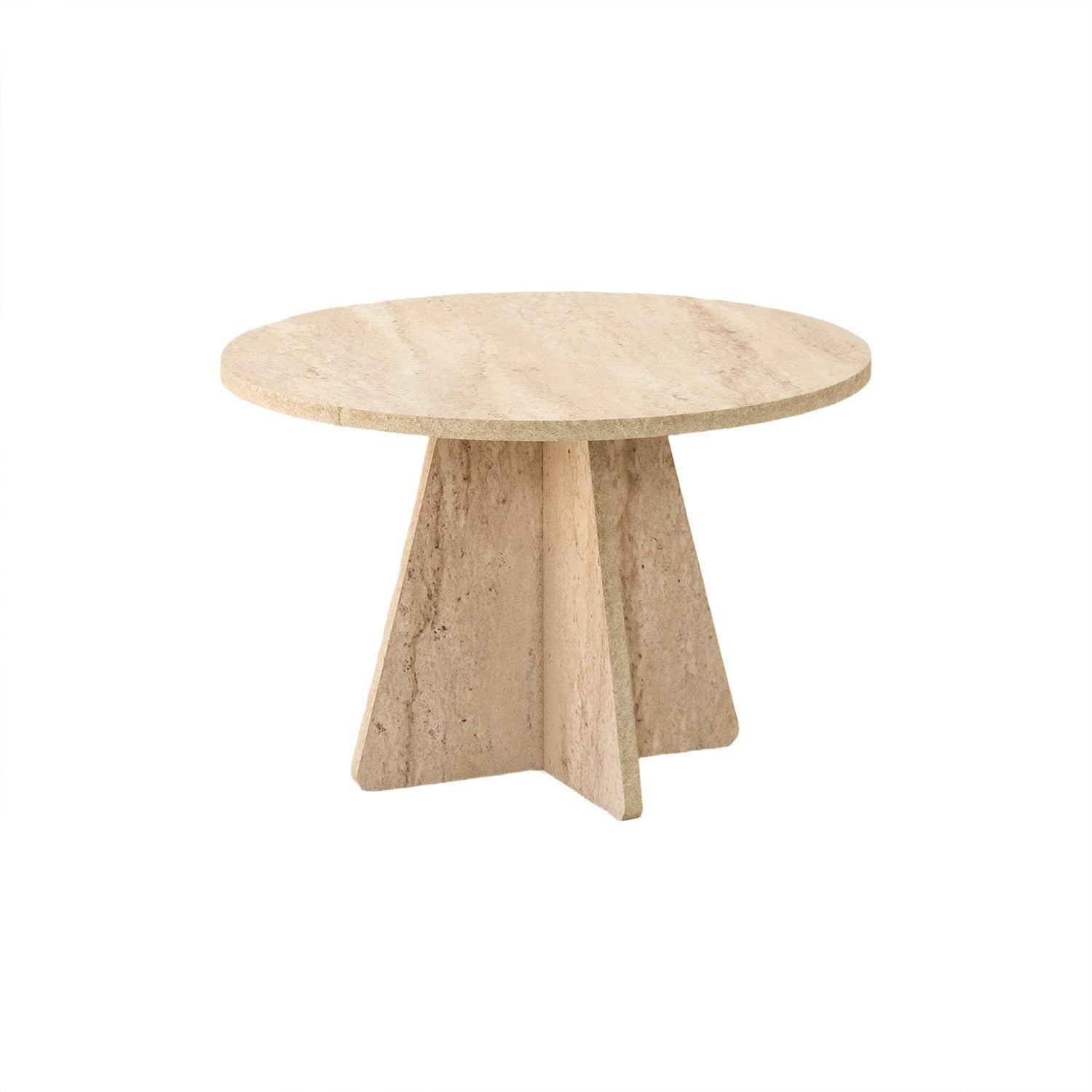 Mesa de Centro Elegante, Cor Travertino, 60 cm de Diâmetro x 40 cm de Altura | Painel de Partículas 100% Revestido em Melamina, 18 mm de Espessura | Design Elegante em Mármore para Espaços Modernos