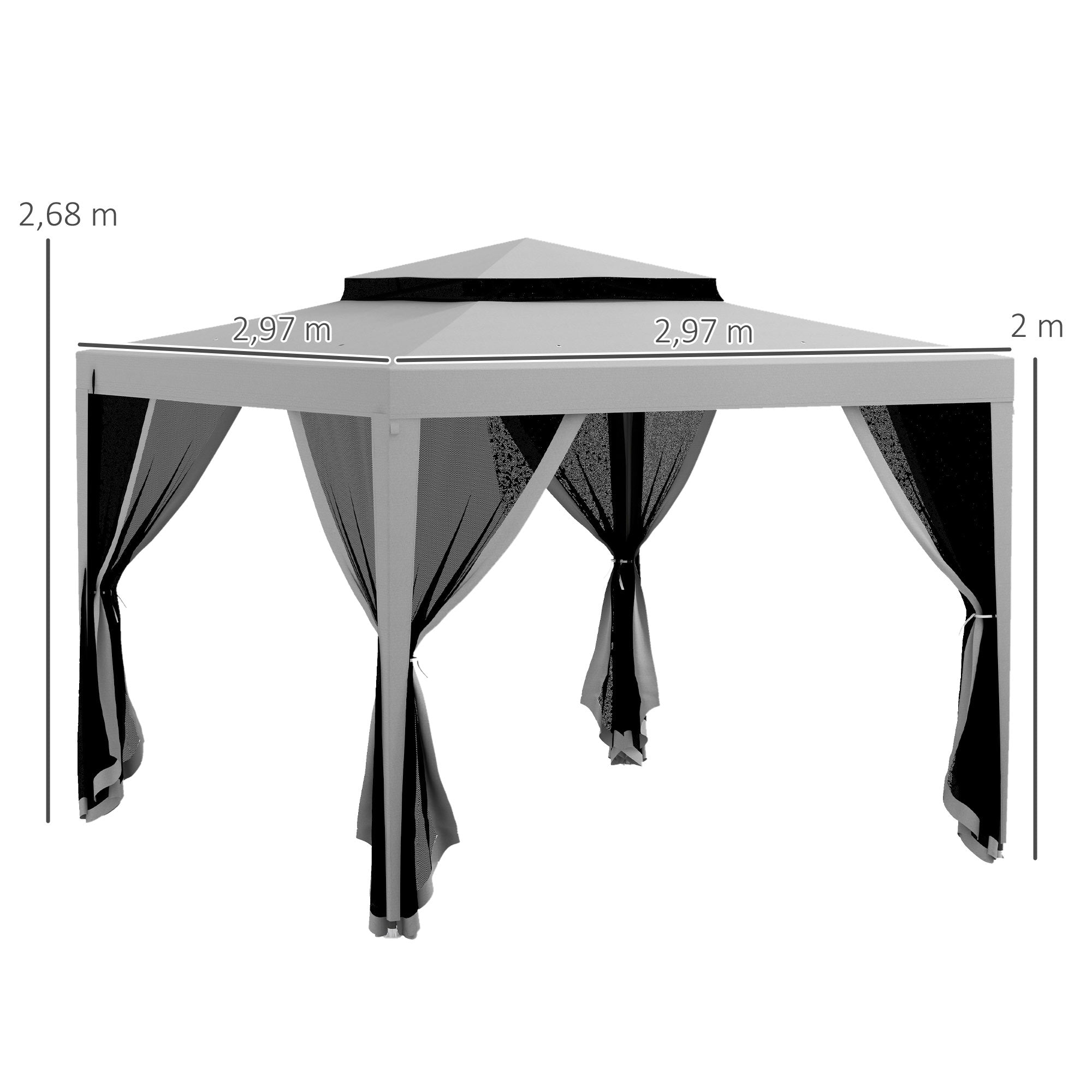 Pérgola de Jardim 297x297x268 cm - Cinza