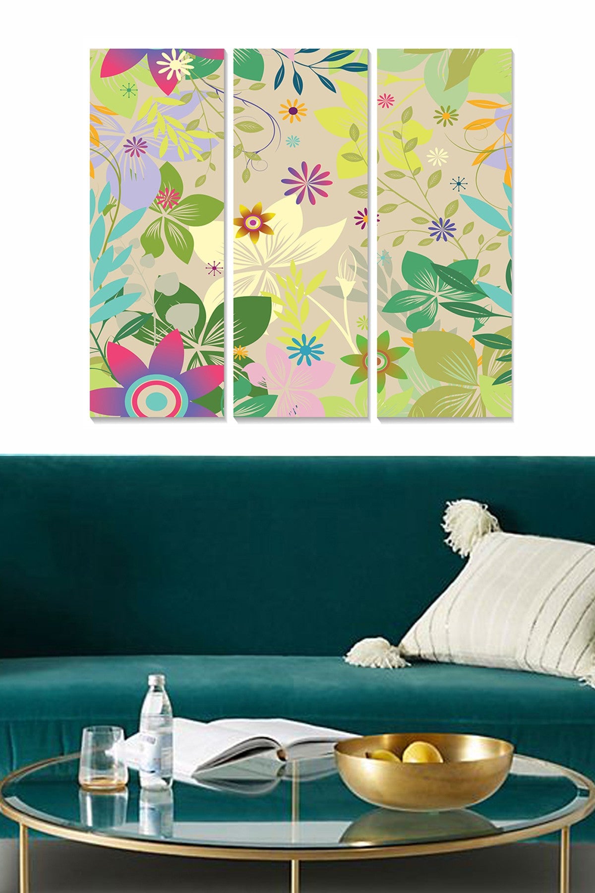 Tríptico Decorativo em MDF Multicolor (3 Peças) — 70x50 cm | 3 mm | MDF0026