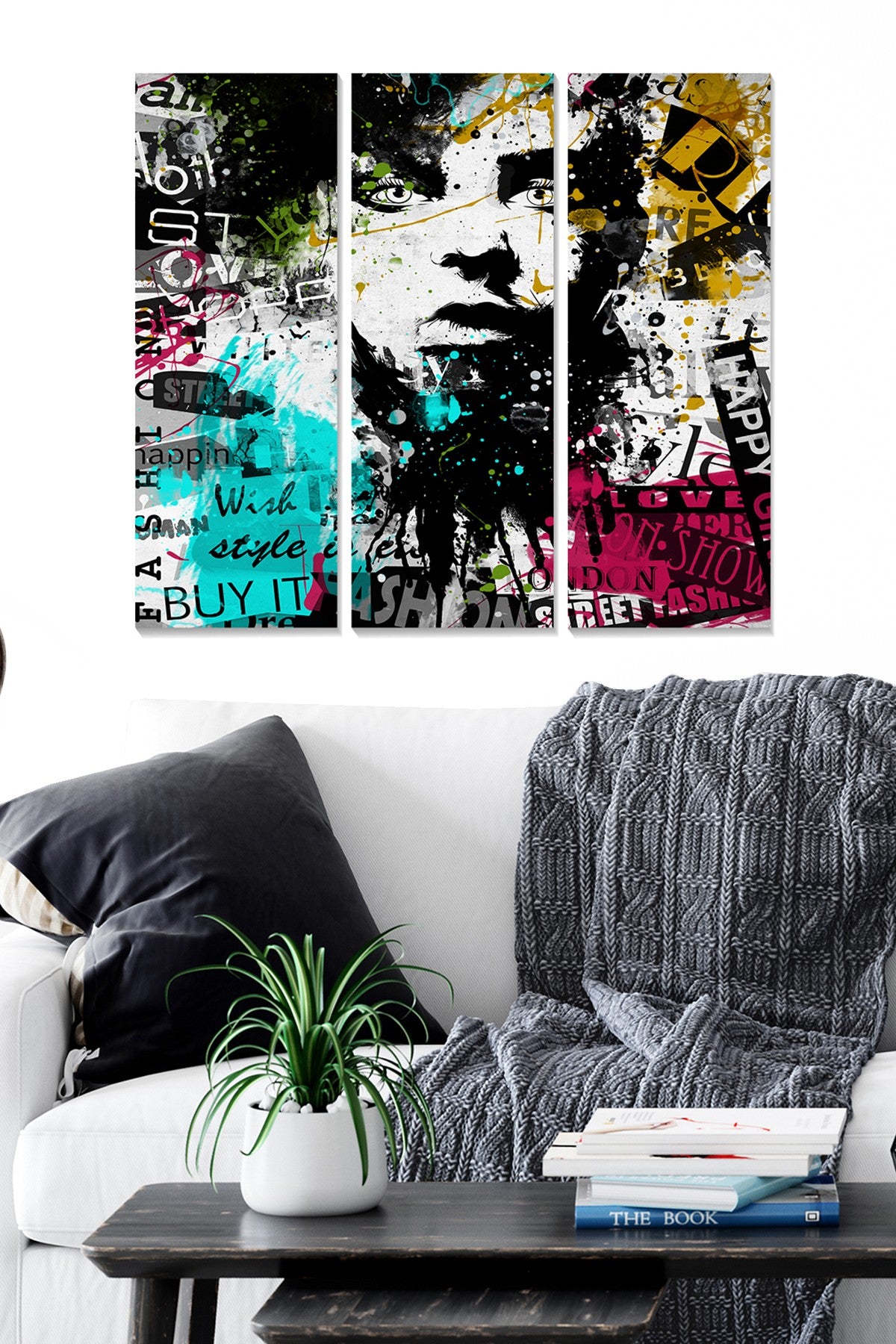 Quadro Decorativo em MDF Multicolor – Conjunto de 3 Peças, 70x50 cm (cada 20x50 cm)