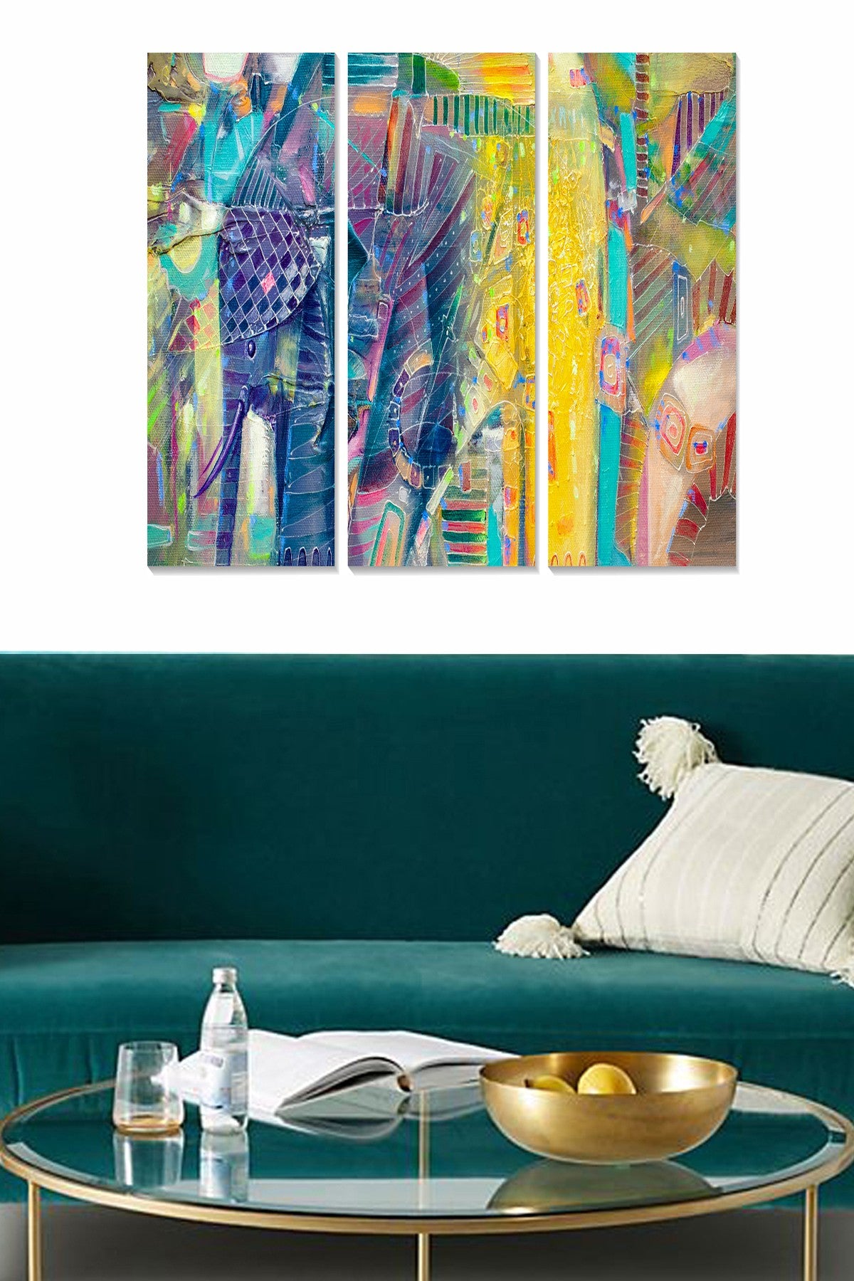 Conjunto de 3 Quadros Decorativos em MDF (3 mm), Multicolor, 70 x 50 cm