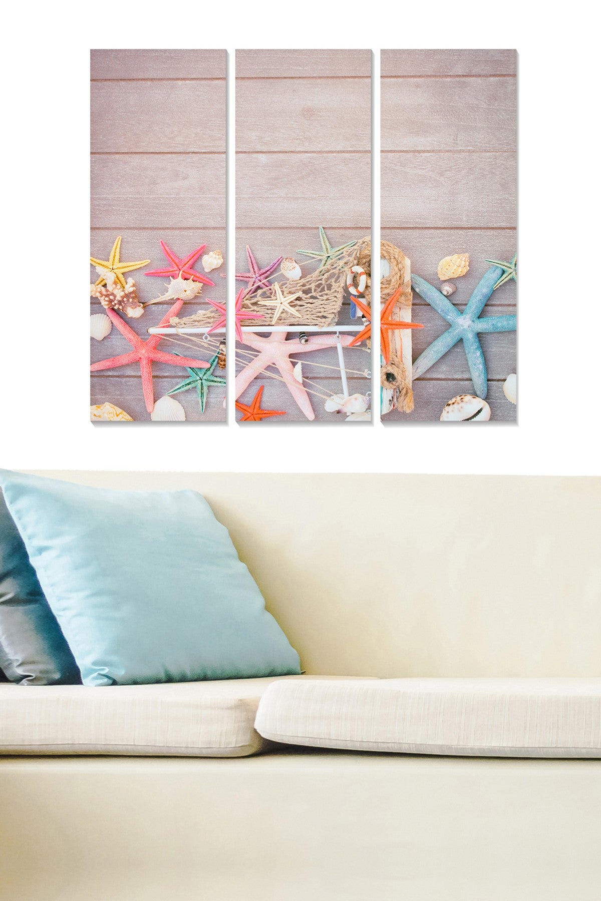 Quadro Decorativo em MDF Multicolor (Conjunto de 3) — 20x50 cm cada, 70x50 cm total, MDF 3 mm