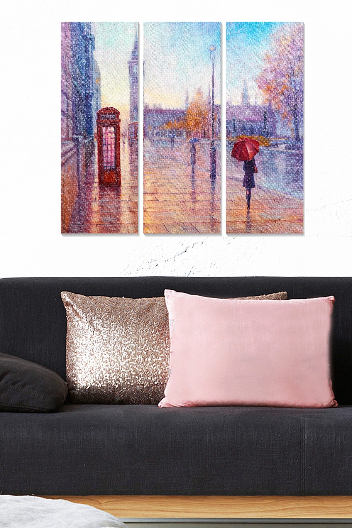 Conjunto de Quadros Decorativos em MDF 100% (3 Peças) – Multicolor – 70x50 cm – Espessura 3 mm