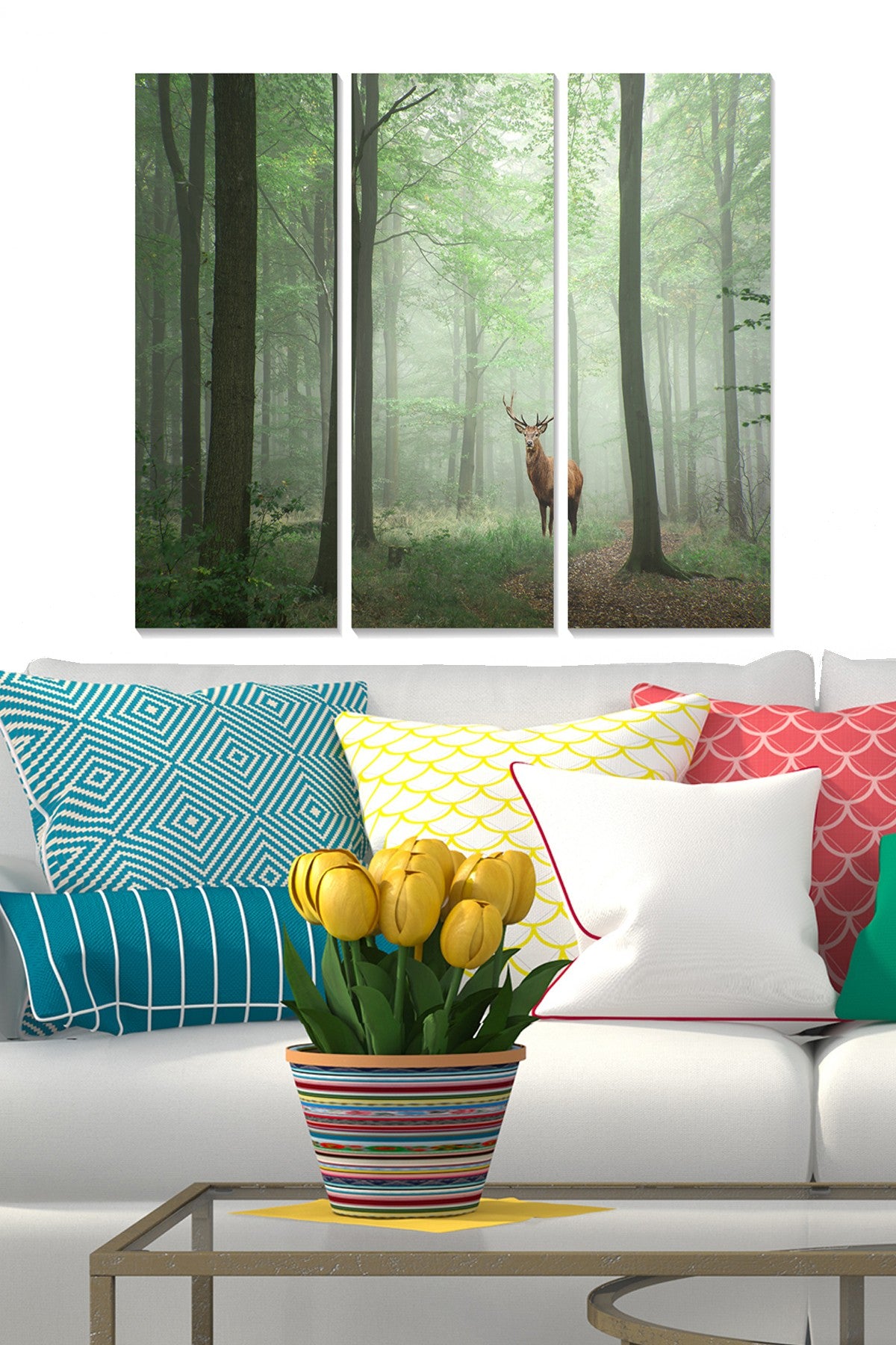 Conjunto de 3 Quadros Decorativos em MDF Multicolor – Total 70 x 50 cm (esp. 3 mm)