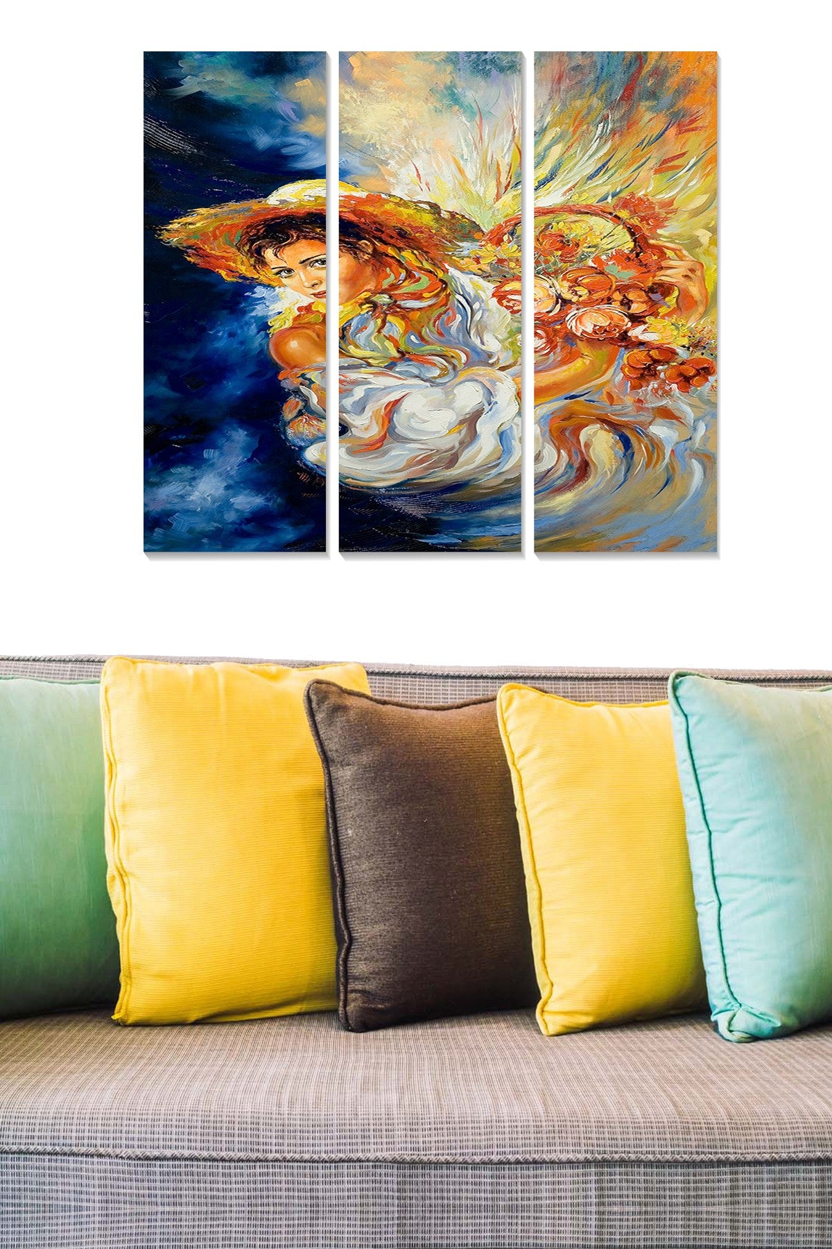 Conjunto de Quadros Decorativos em MDF Multicolor — 3 Peças, 70x50 cm, 3 mm