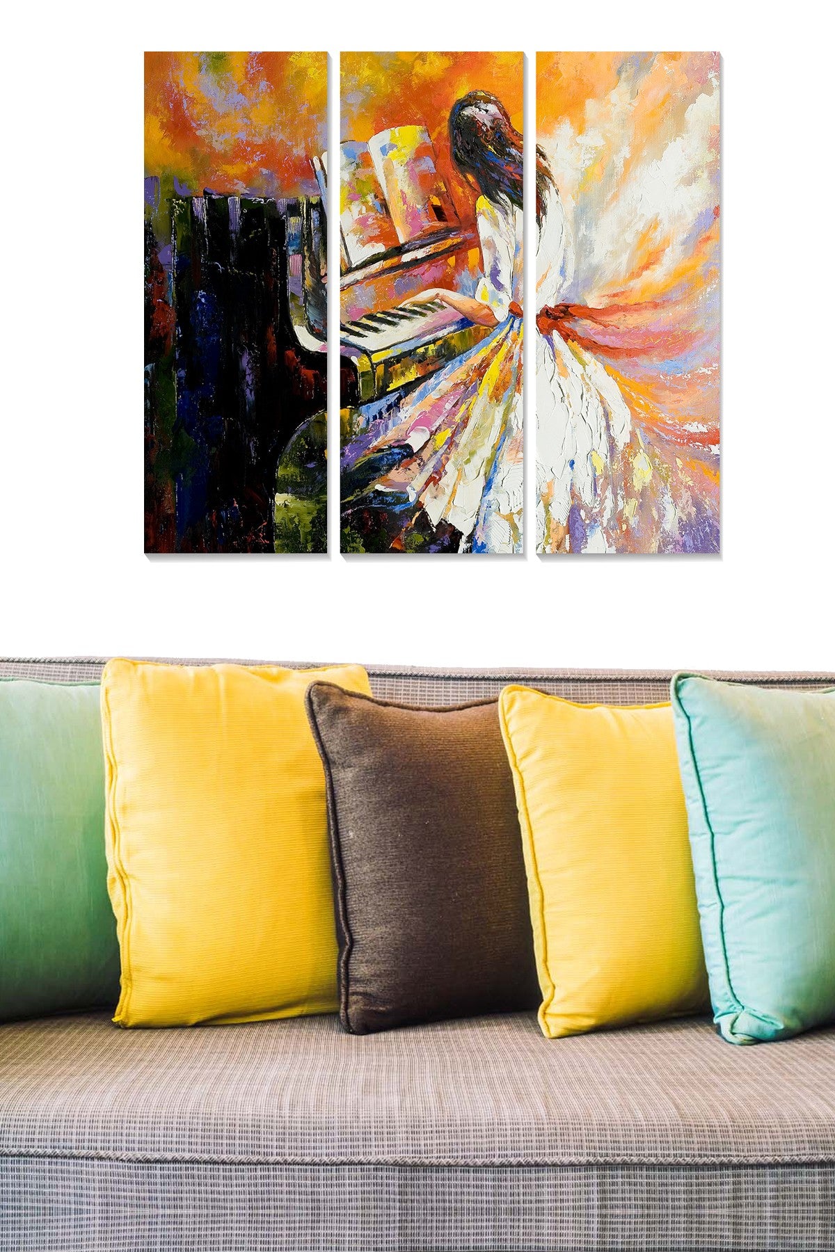 Quadro Decorativo em MDF Multicolor – Conjunto 3 Peças (20x50 cm cada), Total 70x50 cm, MDF 3 mm (MDF106224)