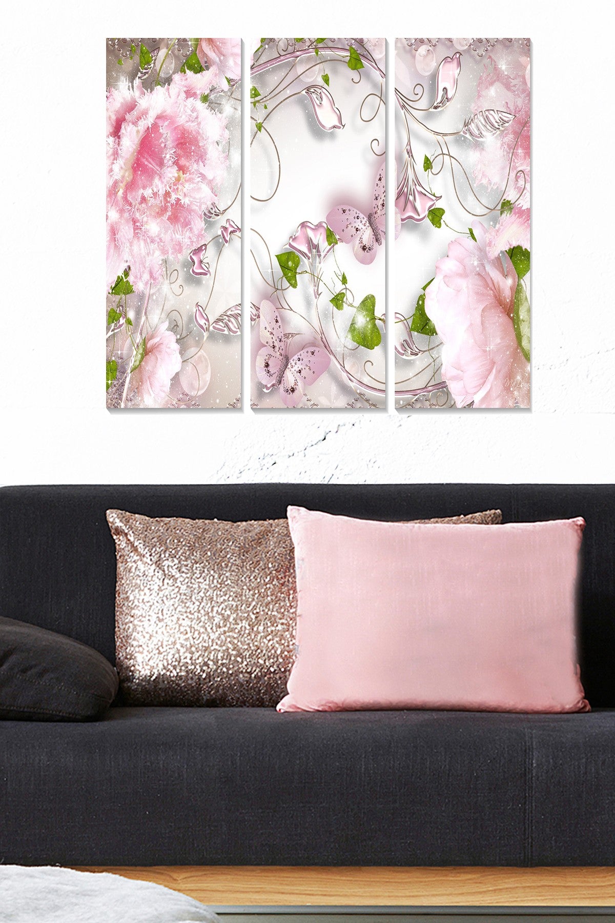 Quadro Decorativo em MDF Multicolor (Conjunto 3 Peças) – 20x50 cm cada, Tamanho Total 70x50 cm, MDF 3 mm