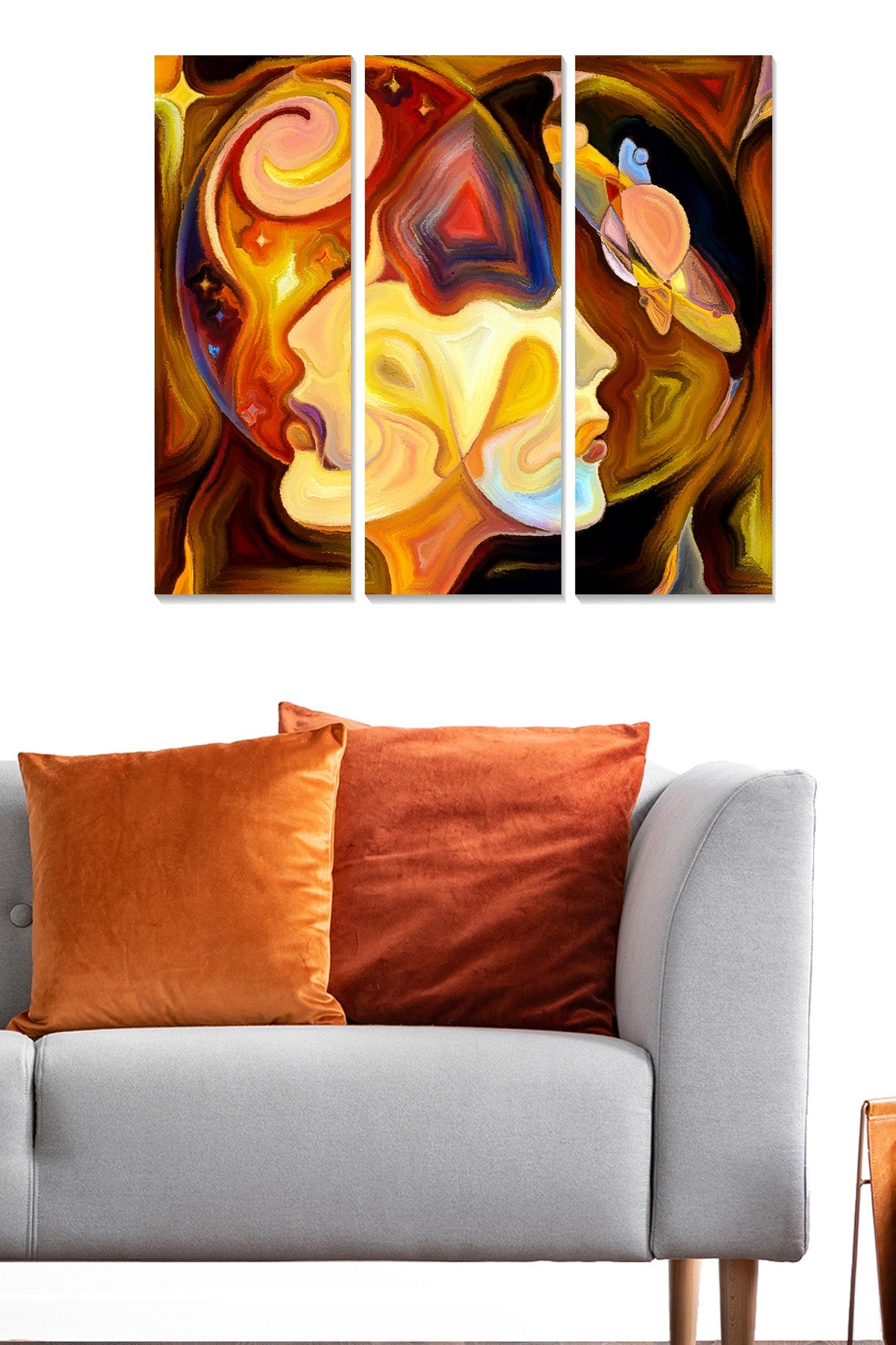 Tríptico Decorativo em MDF Multicolor – 3 Peças (20x50 cm cada), Total 70x50 cm, Espessura 3 mm