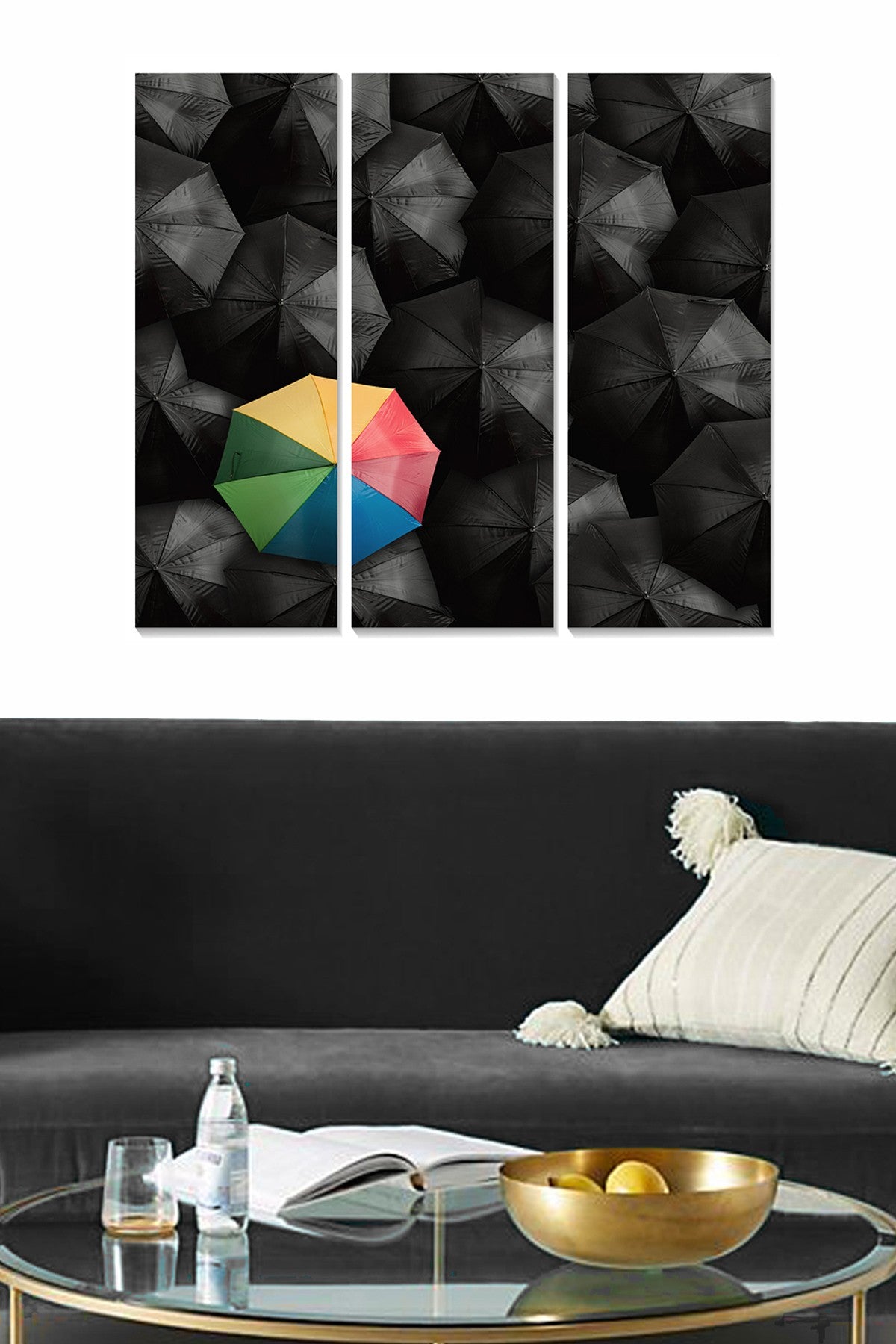 Quadro Decorativo em MDF Multicolor (3 Peças) — 70x50 cm Total, 20x50 cm Cada, MDF 100% 3 mm