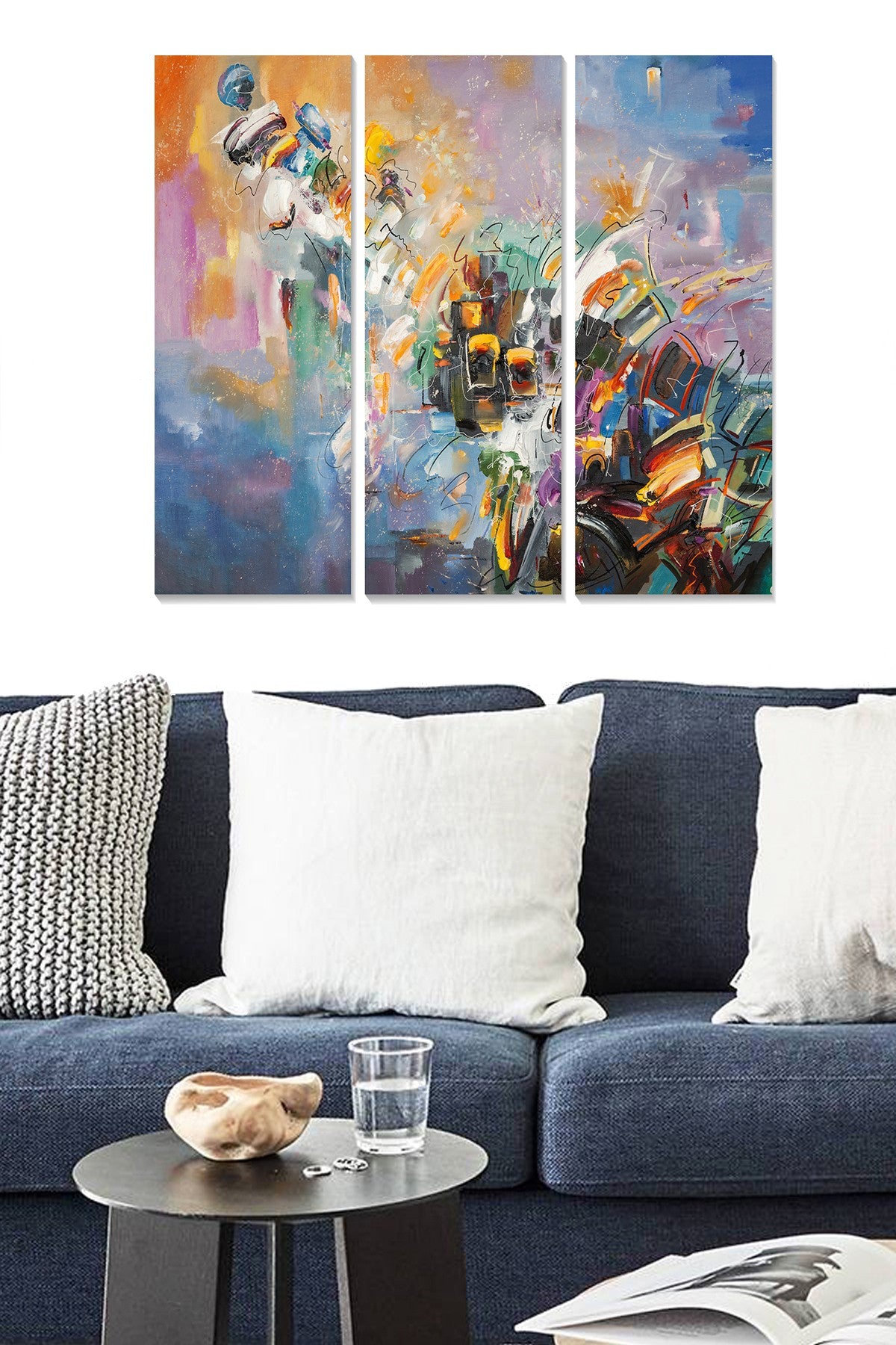 Quadro Decorativo em MDF Multicolor – Conjunto de 3 Peças (20 x 50 cm cada; total 70 x 50 cm)