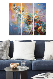 Quadro Decorativo em MDF Multicolor – Conjunto de 3 Peças (20 x 50 cm cada; total 70 x 50 cm)