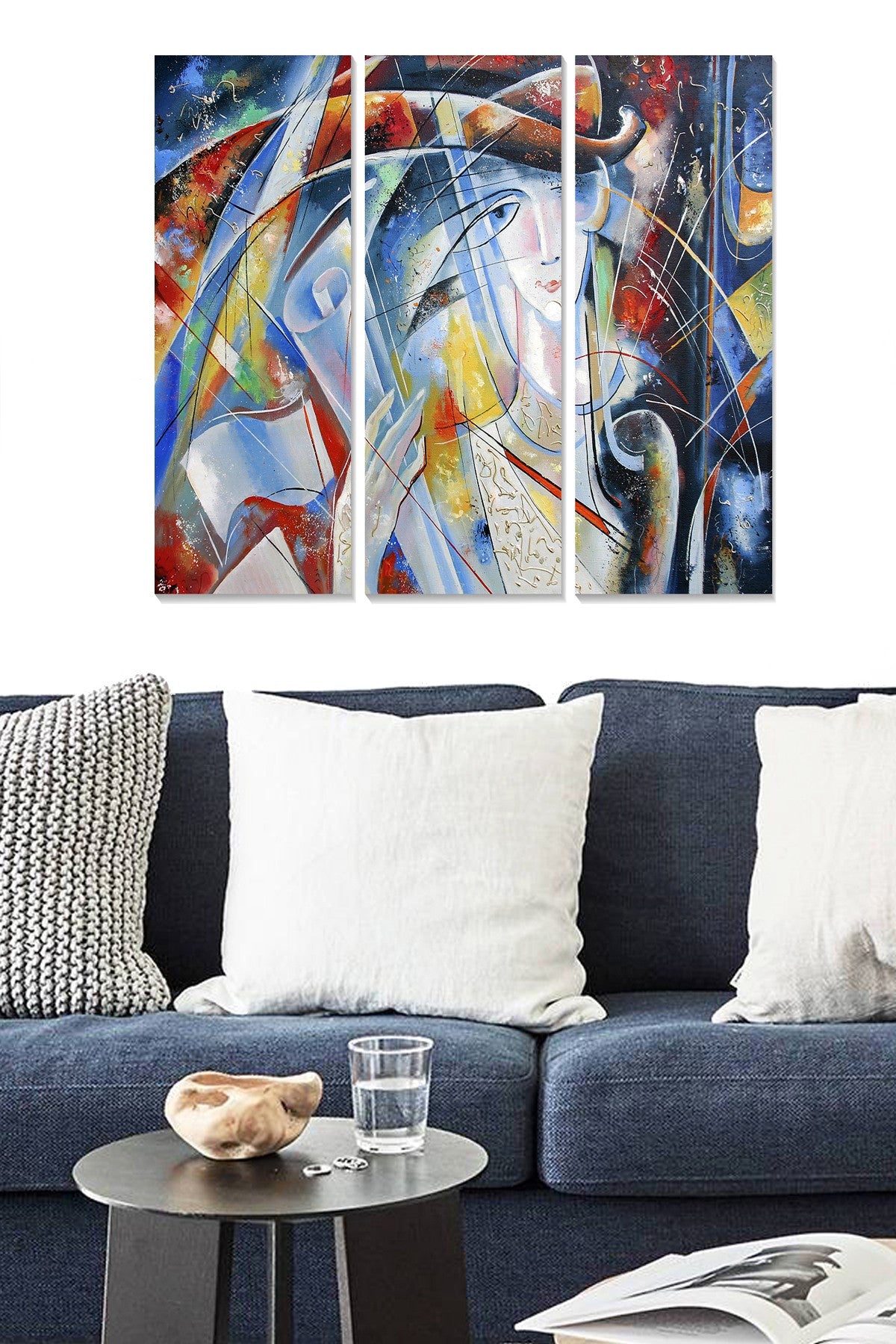 Quadro Decorativo em MDF Multicolor – Conjunto de 3 Peças (MDF 3 mm) 20x50 cm cada, Tamanho Total 70x50 cm