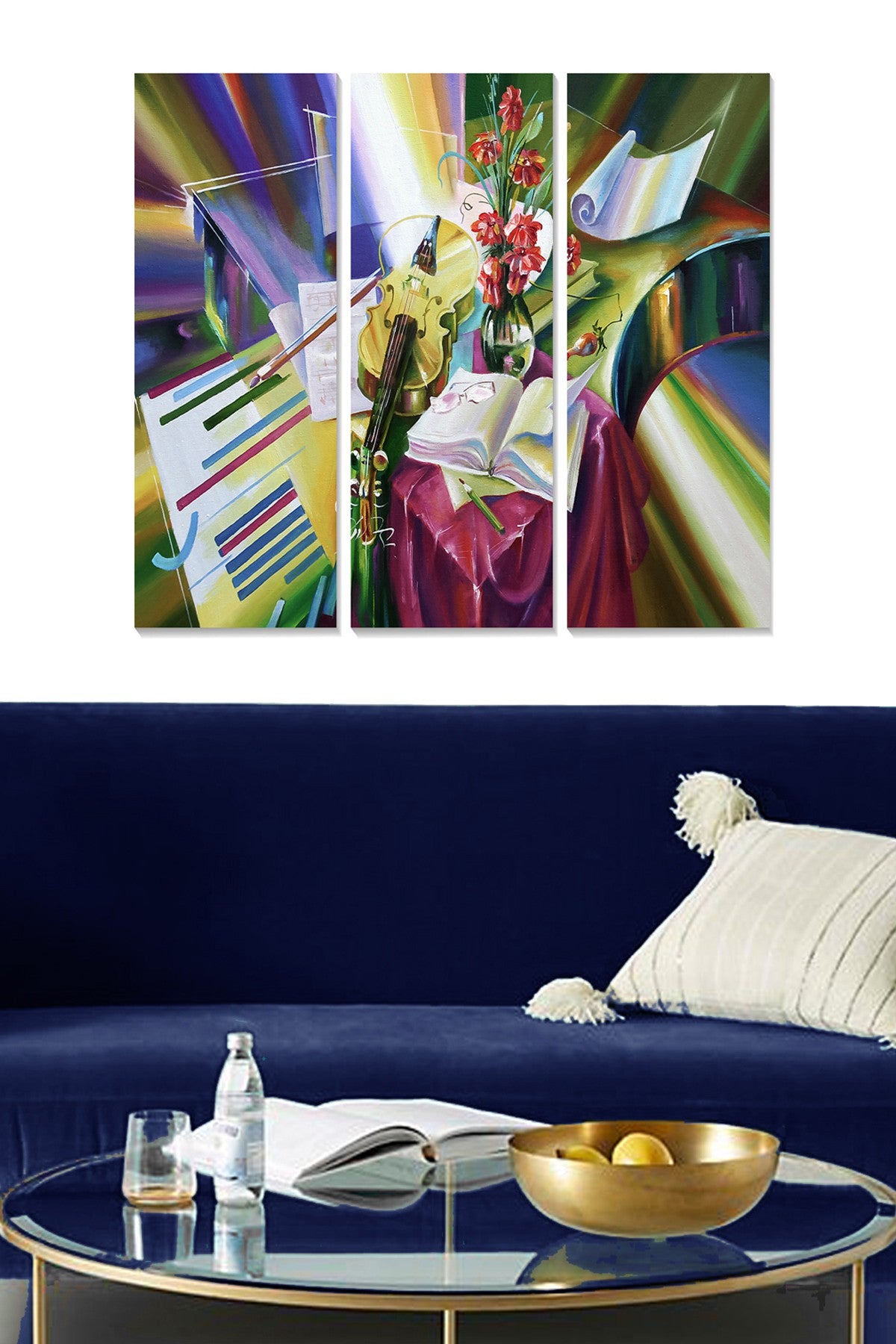 Conjunto de Quadros Decorativos em MDF (3 Peças) – Multicolor – 3 mm – 20 x 50 cm cada (70 x 50 cm total)