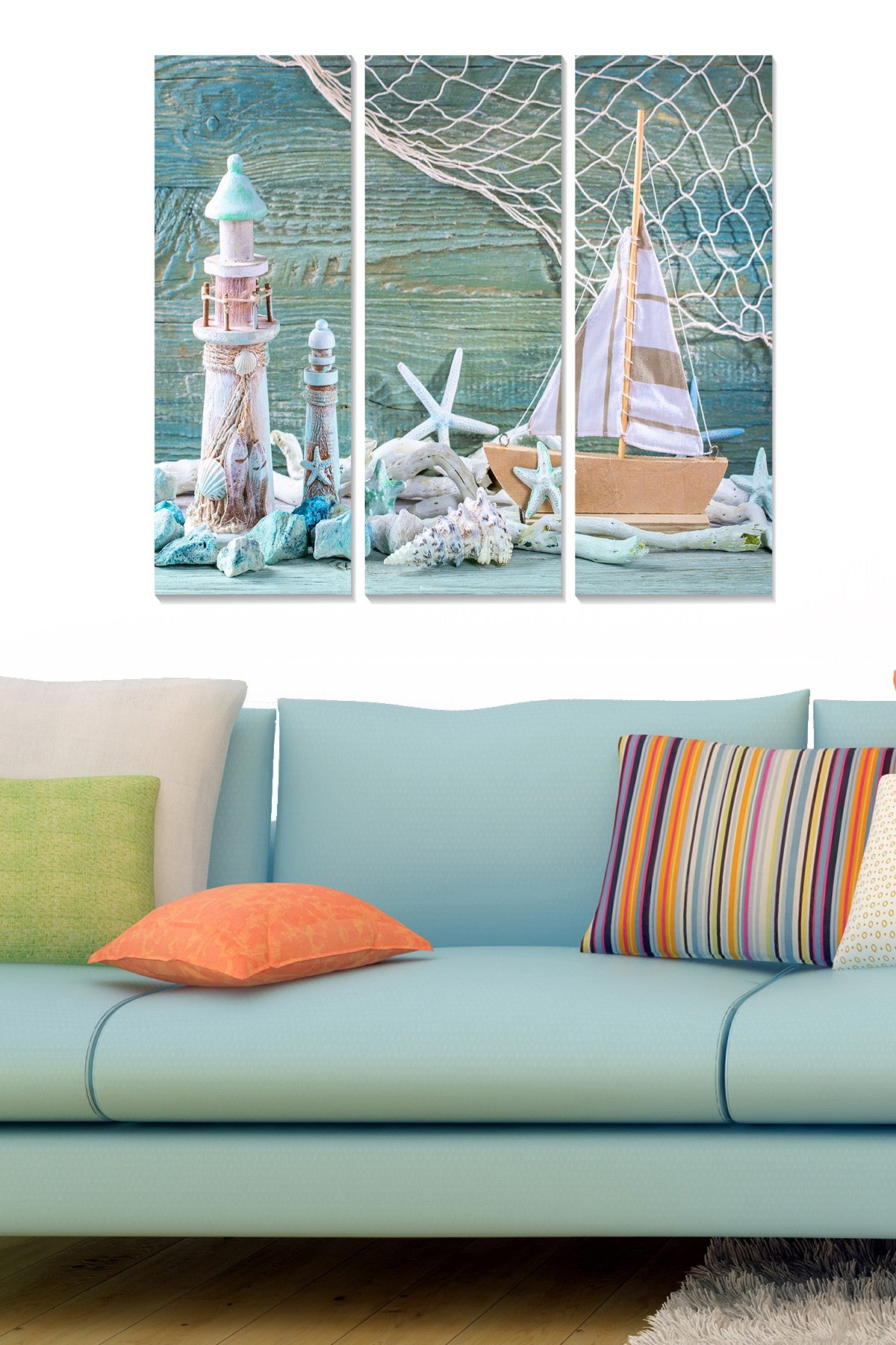 Quadro Decorativo em MDF Multicolor (Conjunto de 3 Peças) – 20x50 cm cada, Total 70x50 cm