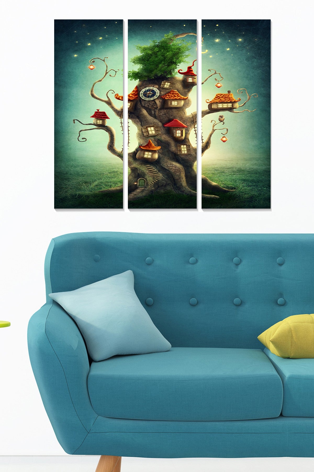 Tríptico Decorativo em MDF Multicolor – 3 Peças (20x50 cm cada), Total 70x50 cm, Espessura 3 mm