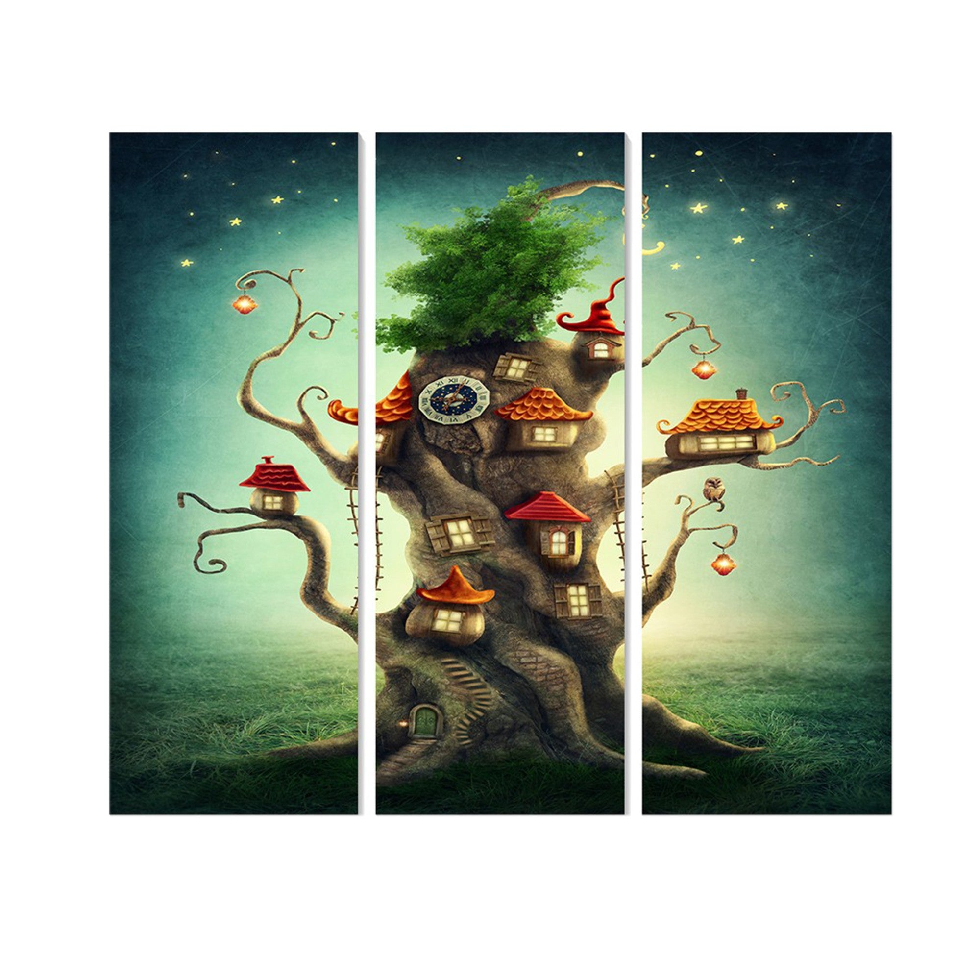 Tríptico Decorativo em MDF Multicolor – 3 Peças (20x50 cm cada), Total 70x50 cm, Espessura 3 mm