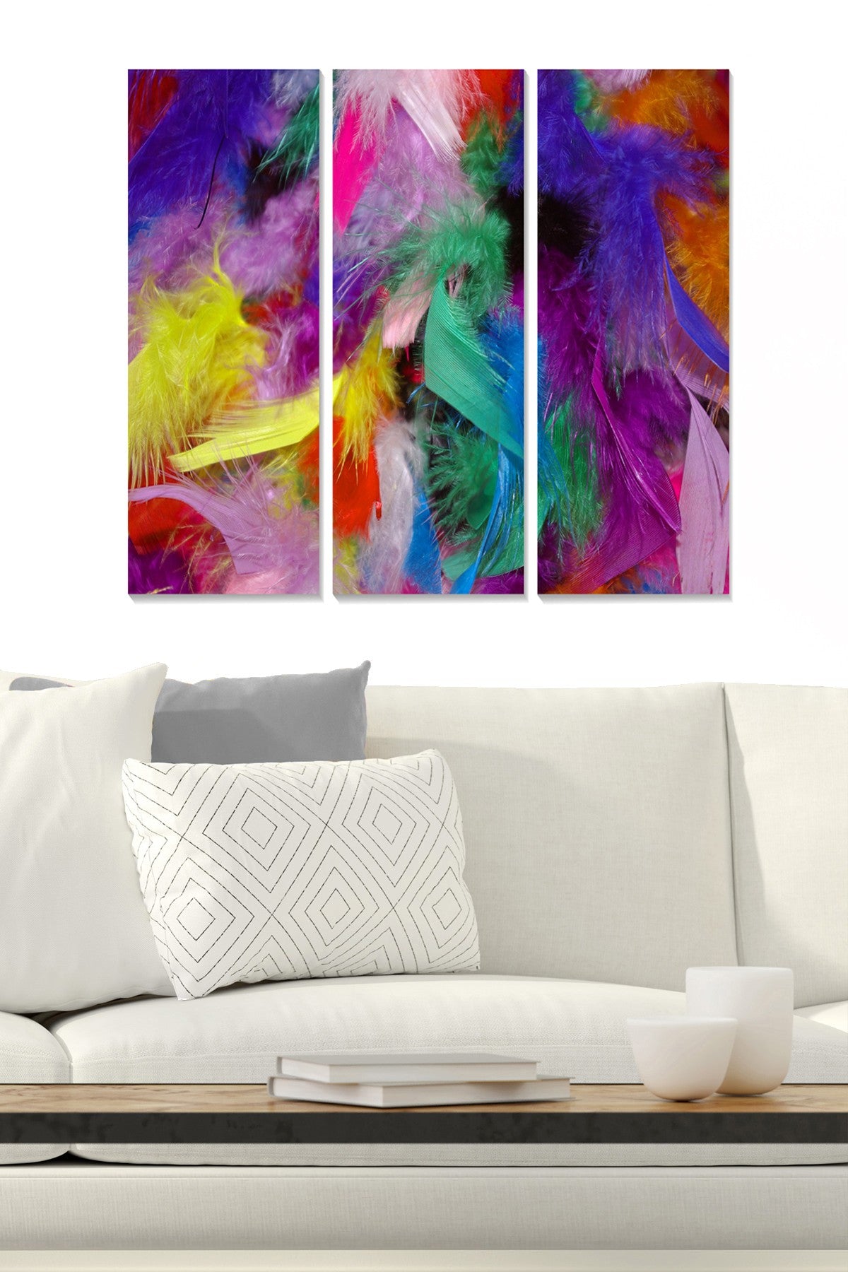 Tríptico Decorativo em MDF Multicolor – 3 Peças (20 x 50 cm cada), 100% MDF 3 mm, Tamanho Total 70 x 50 cm