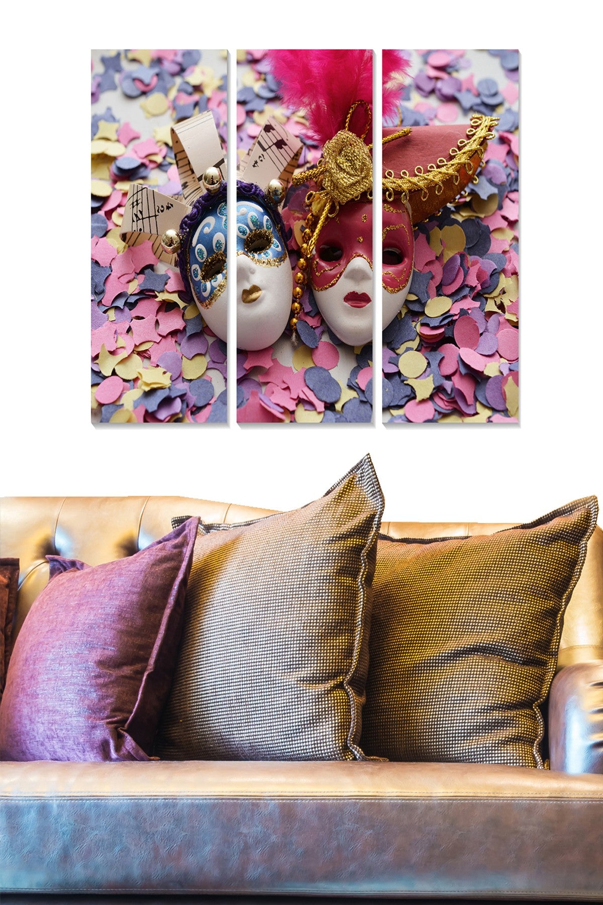 Quadro Decorativo em MDF Multicolor — Conjunto de 3 Peças (20x50 cm cada), Total 70x50 cm — MDF 3 mm