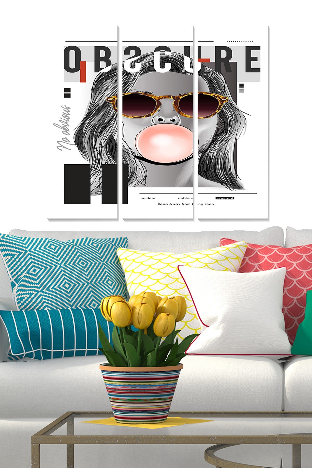 Quadro Decorativo em MDF Multicolor – Conjunto de 3 Peças, 70 x 50 cm, Espessura 3 mm