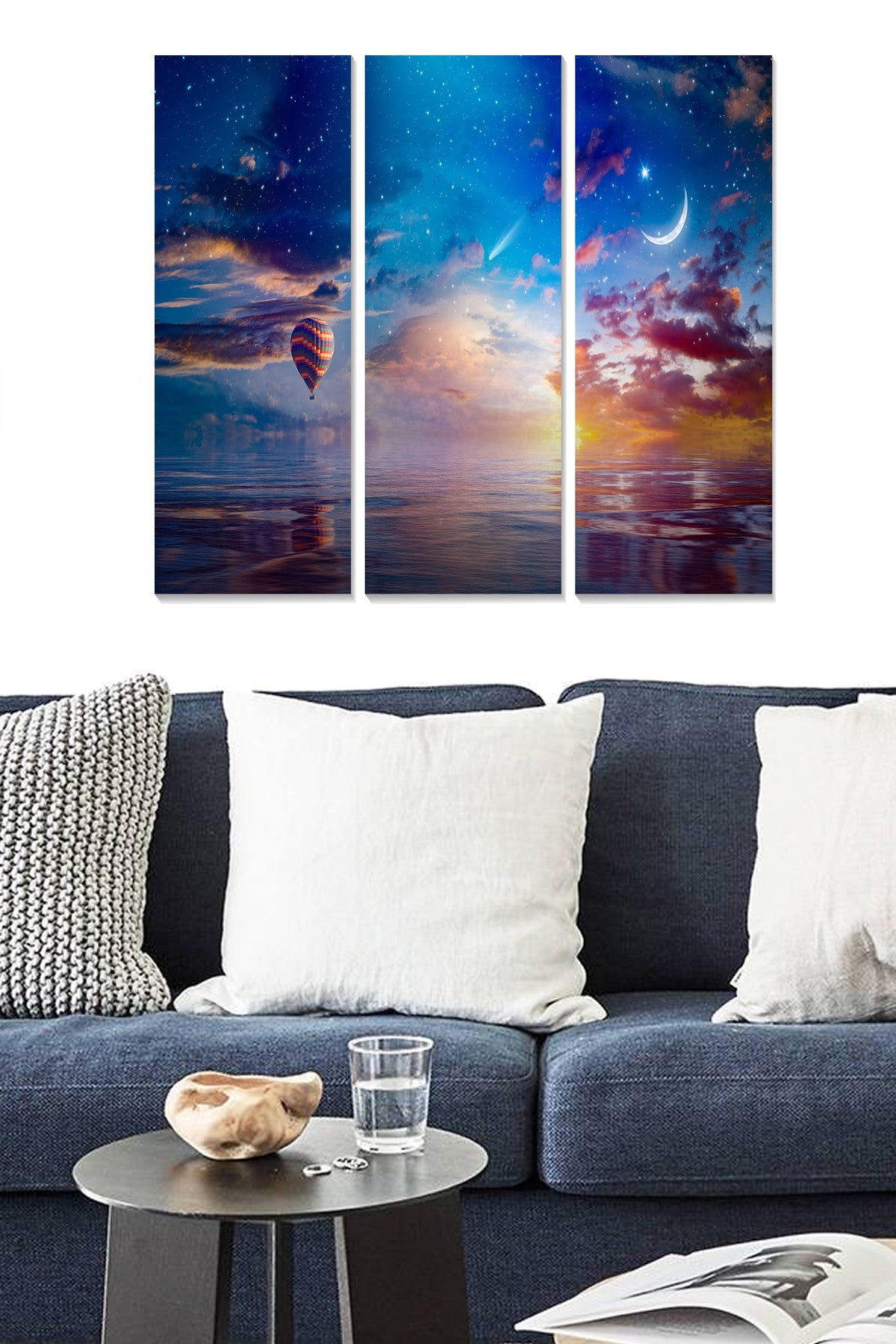 Tríptico Decorativo em MDF Multicolor — 3 Peças (20x50 cm cada), Tamanho Total 70x50 cm, Espessura 3 mm