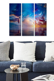 Tríptico Decorativo em MDF Multicolor — 3 Peças (20x50 cm cada), Tamanho Total 70x50 cm, Espessura 3 mm