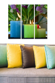 Quadro decorativo em MDF multicolor (3 peças) – 70 x 50 cm total, 3 mm espessura, 1 kg