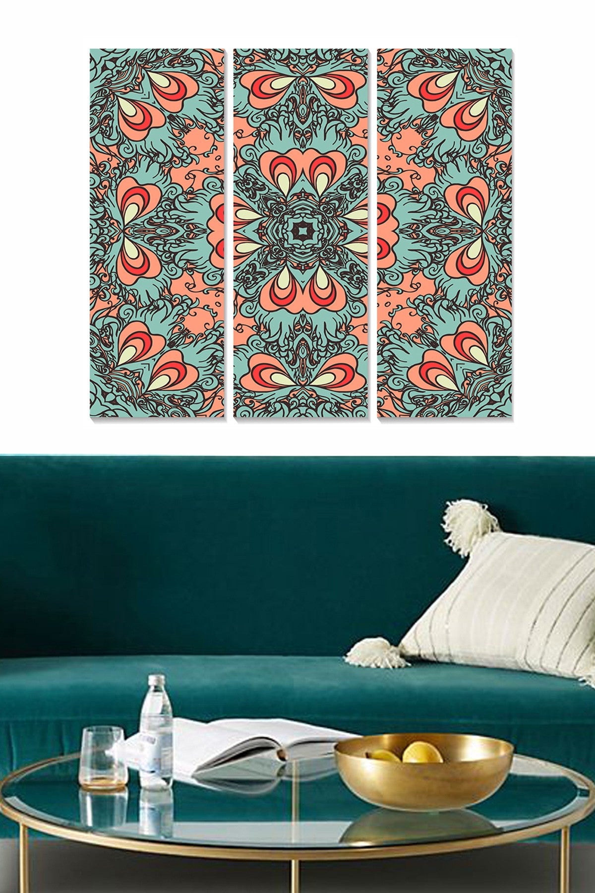 Quadro Decorativo em MDF 100% Multicolorido – Conjunto de 3 Peças (20x50 cm cada), Total 70x50 cm, Espessura 3 mm