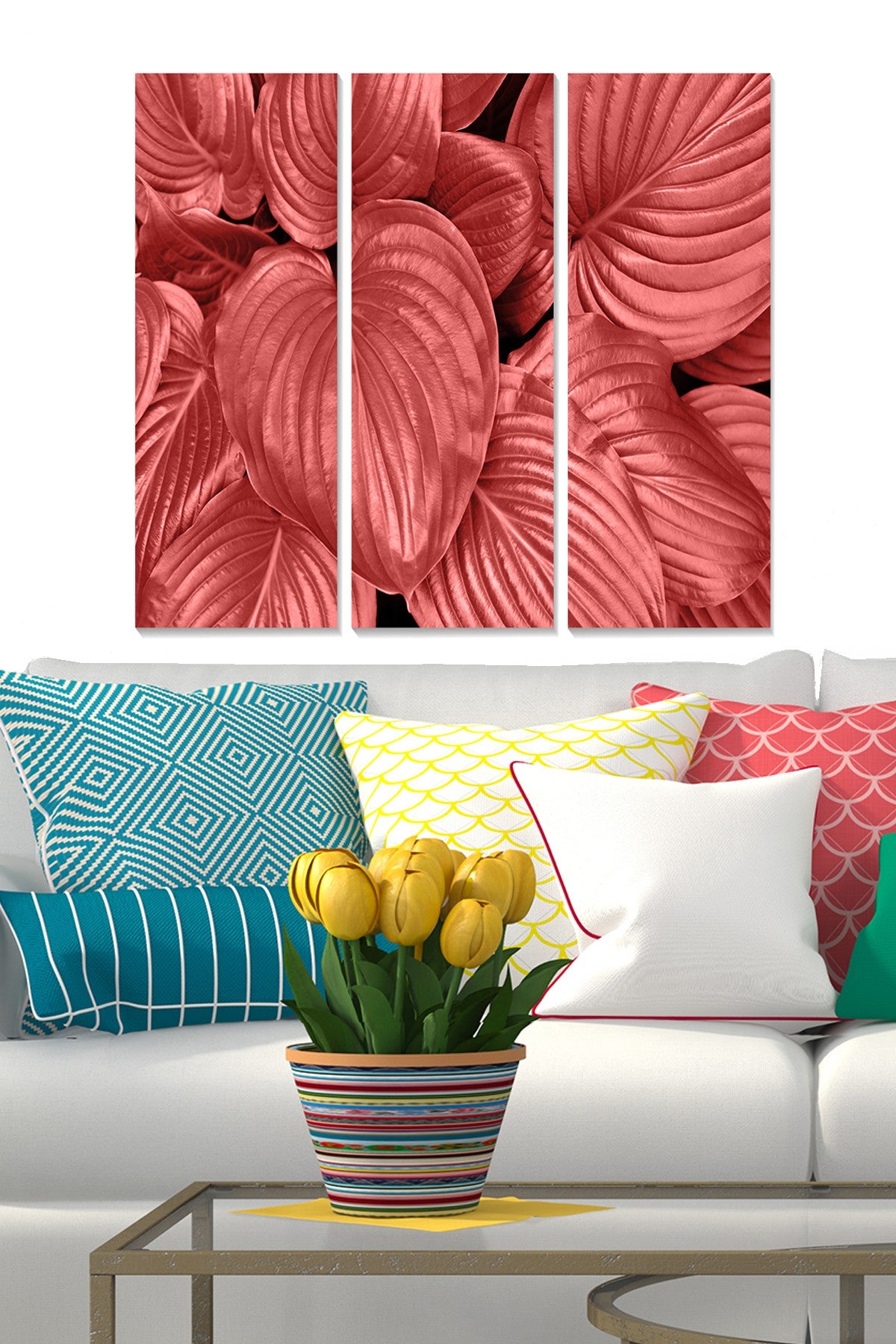 Quadro Decorativo em MDF Multicolor – Conjunto de 3 Peças (20x50 cm cada), Tamanho Total 70x50 cm, Espessura 3 mm