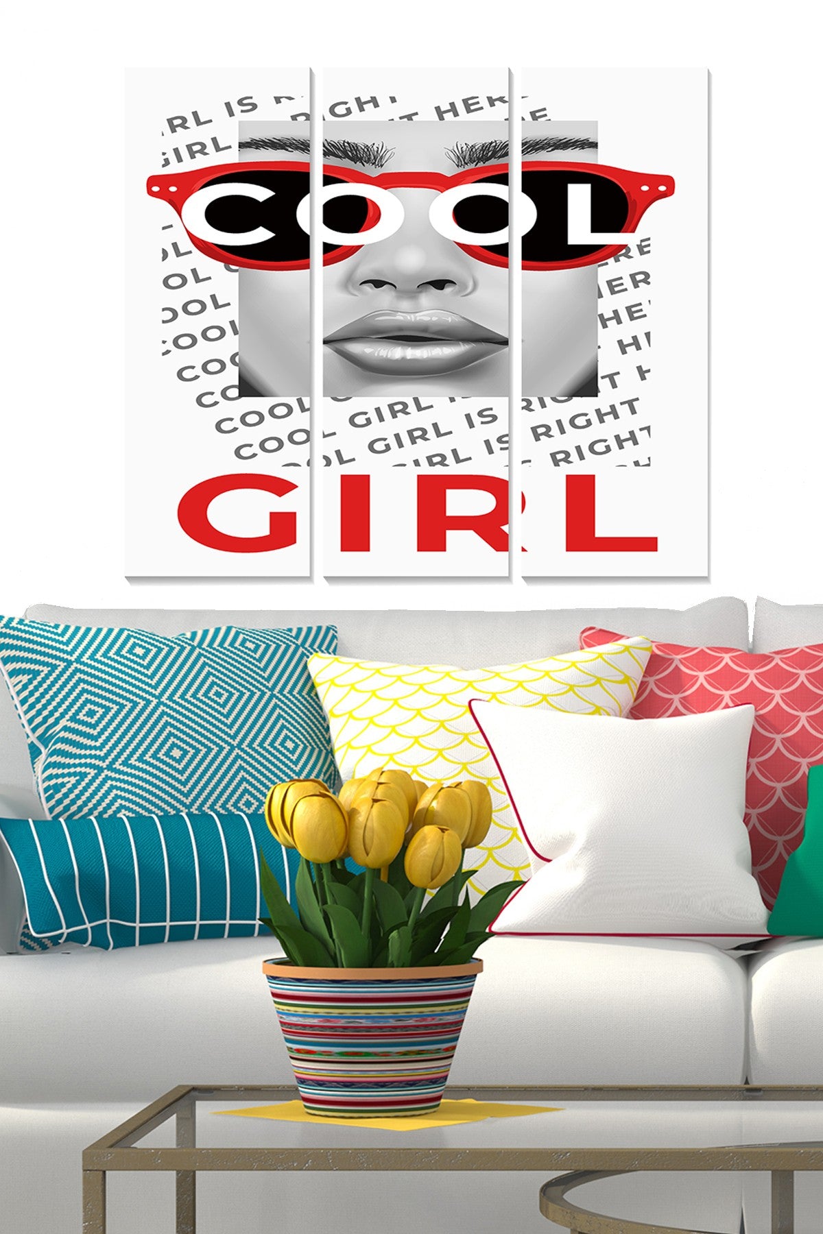 Conjunto de Quadros Decorativos em MDF (3 Peças) Multicolor – 20x50 cm cada, total 70x50 cm, espessura 3 mm