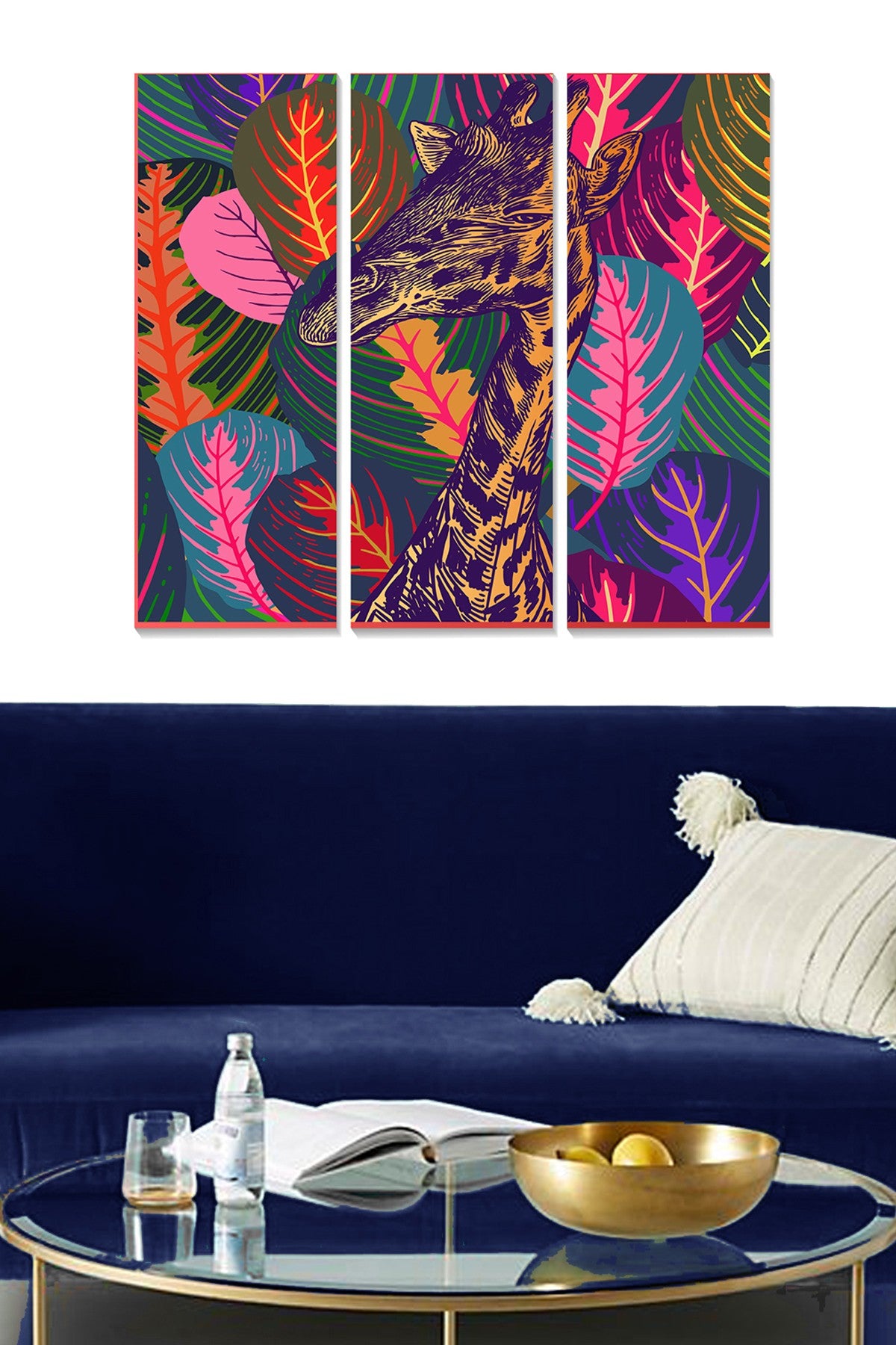 Tríptico Decorativo em MDF Multicolor – 70x50 cm (Total), 3 mm Espessura (Conjunto de 3)