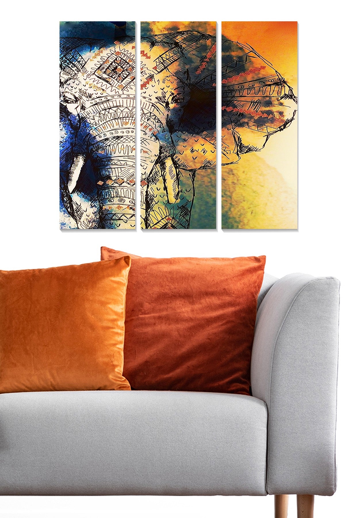 Conjunto de Quadros Decorativos em MDF Multicolor — 3 Peças (20x50 cm cada) Total 70x50 cm | Espessura 3 mm