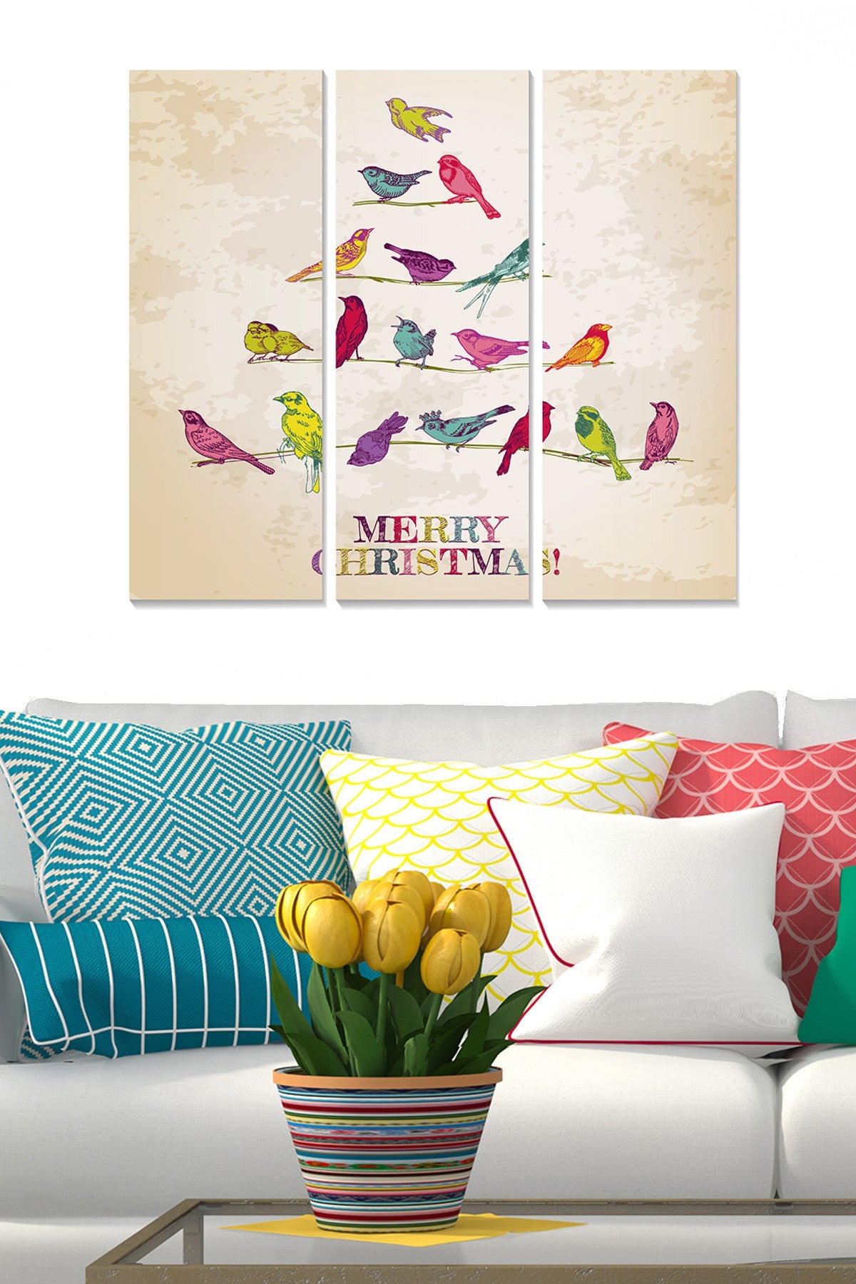 Quadro Decorativo Multicolor em MDF – Tríptico 70x50 cm (3 Peças, MDF 3 mm)