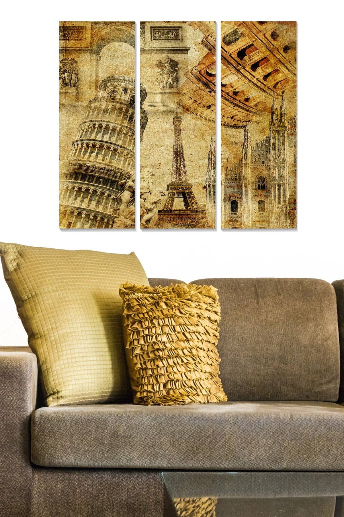 Quadro Decorativo em MDF (3 Peças) Multicolor — MDF1281010 — 100% MDF 3 mm — 20 x 50 cm cada, 70 x 50 cm total