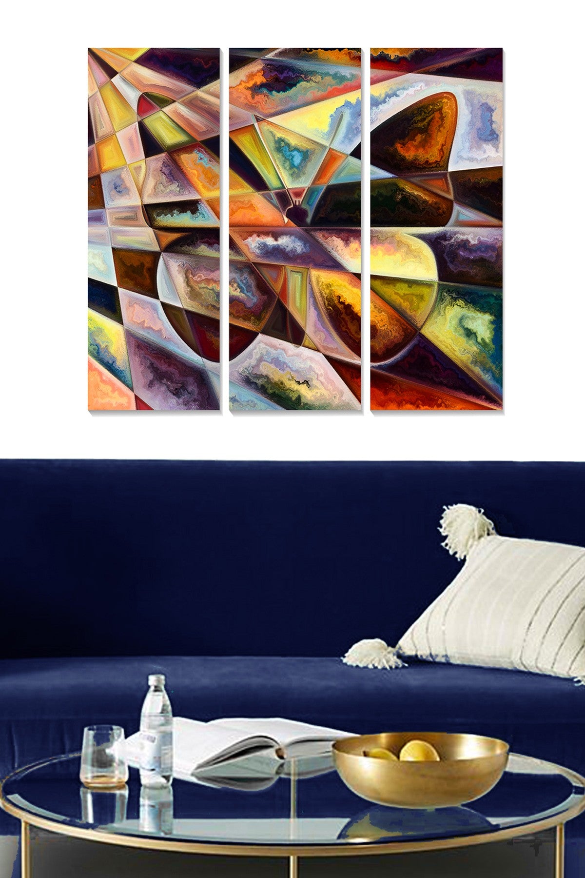 Quadro Decorativo em MDF Multicolor, 3 Peças (20x50 cm cada), Tamanho Total 70x50 cm