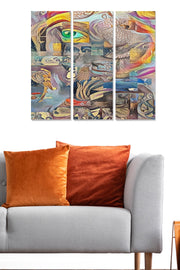 Quadro Decorativo em MDF Multicolor – Conjunto de 3 Peças, 70x50 cm (3 mm) | MDF1299851431