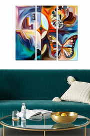 Quadro Decorativo em MDF Multicolor — 3 Peças (20x50 cm cada), Total 70x50 cm, 3 mm