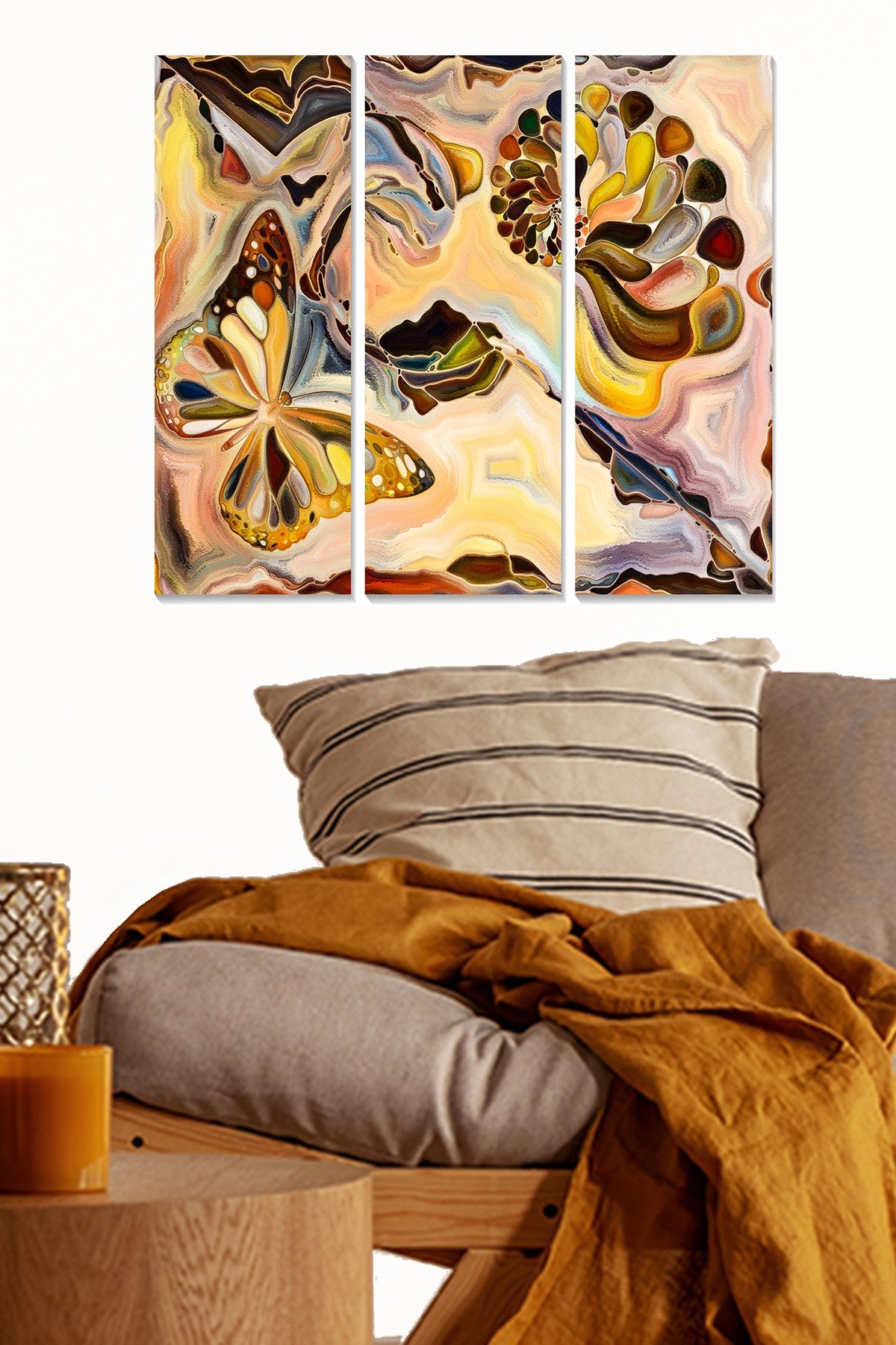 Quadro Decorativo em MDF Multicor – Conjunto de 3 Peças (20x50 cm cada, total 70x50 cm), Espessura 3 mm – Ref. 553BNC1443