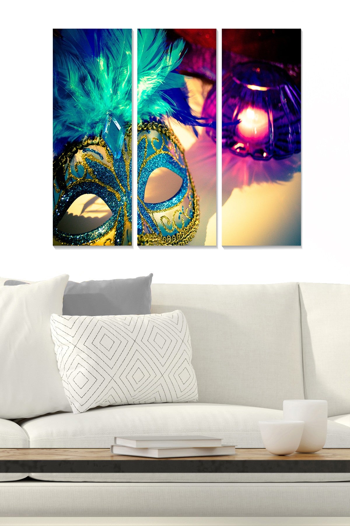 Quadro Decorativo em MDF (Conjunto de 3), Multicolor – 100% MDF 3 mm, 20 x 50 cm cada, Total 70 x 50 cm