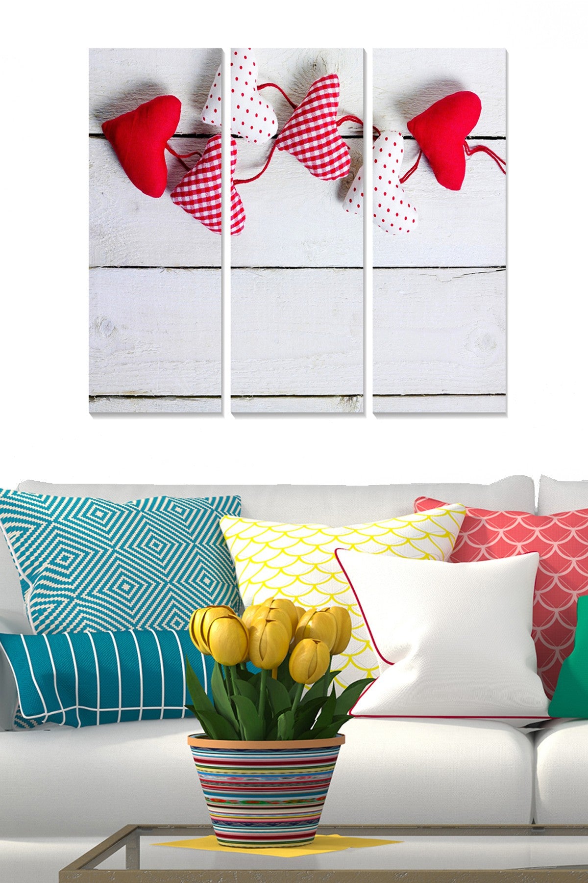 Tríptico Decorativo em MDF Multicolor (3 Peças) – 70x50 cm, 3 mm – Ref. MDF140893