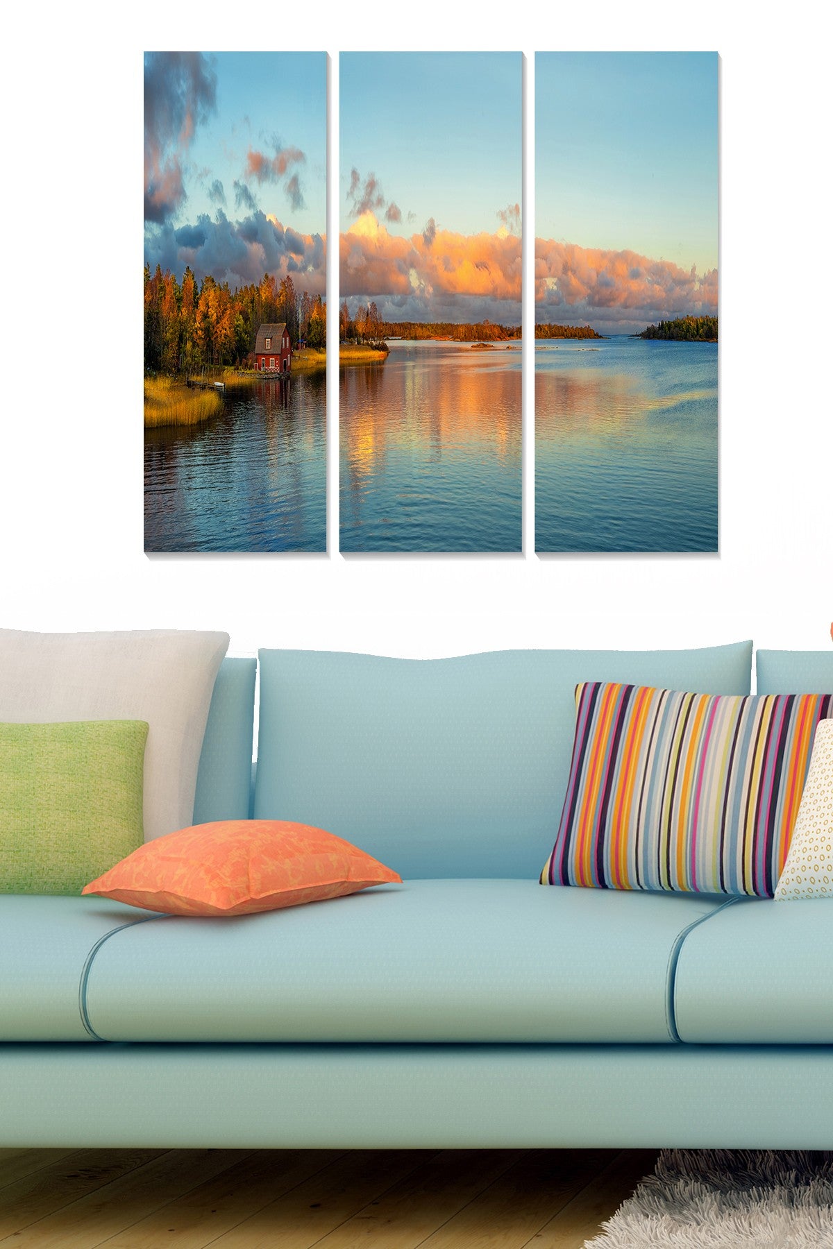 Quadro Decorativo em MDF Multicolor – Conjunto de 3 Peças (20x50 cm cada, 70x50 cm total)