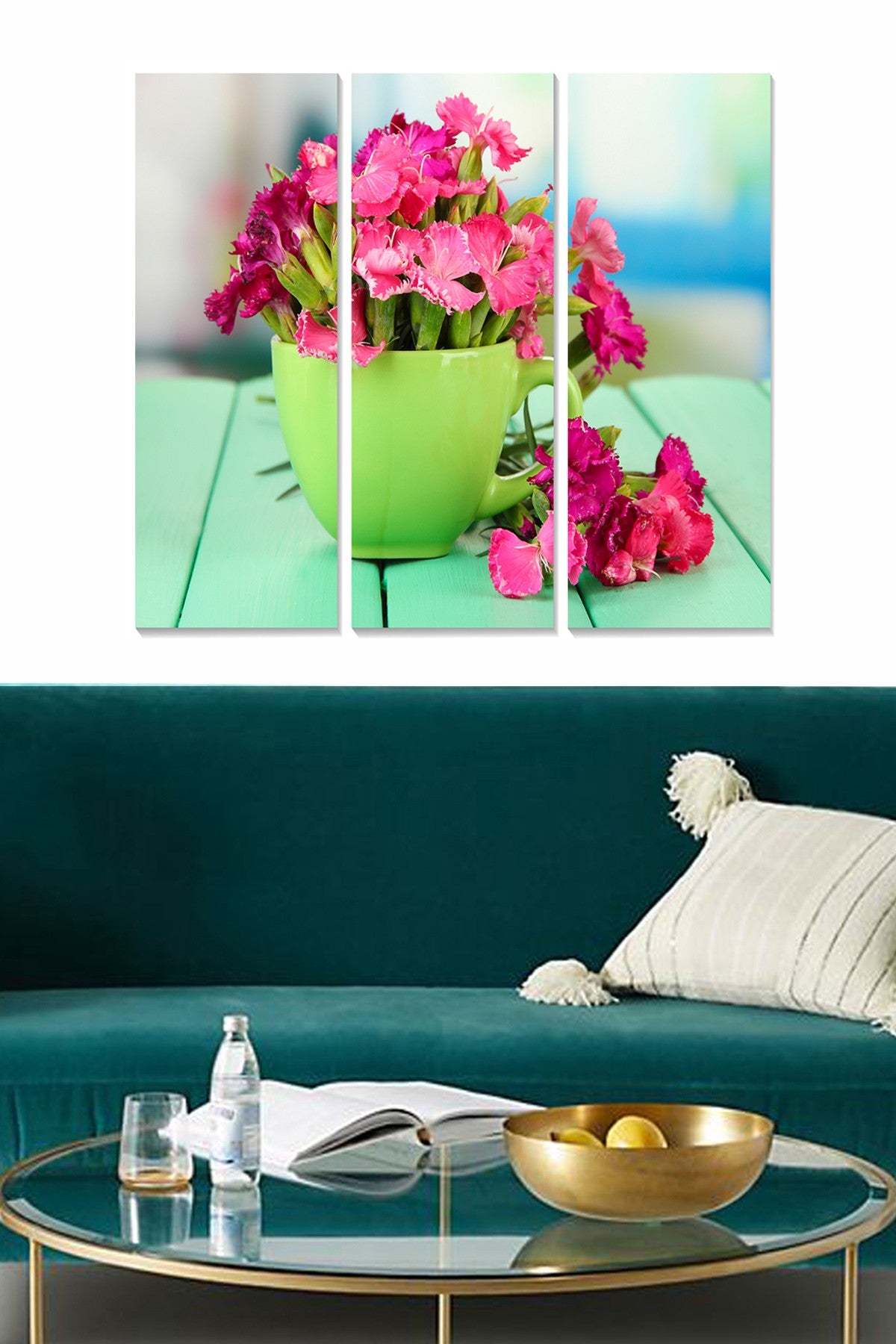 Quadro Decorativo em MDF Multicor — Conjunto 3 Peças (20x50 cm cada), Tamanho Total 70x50 cm, Espessura 3 mm