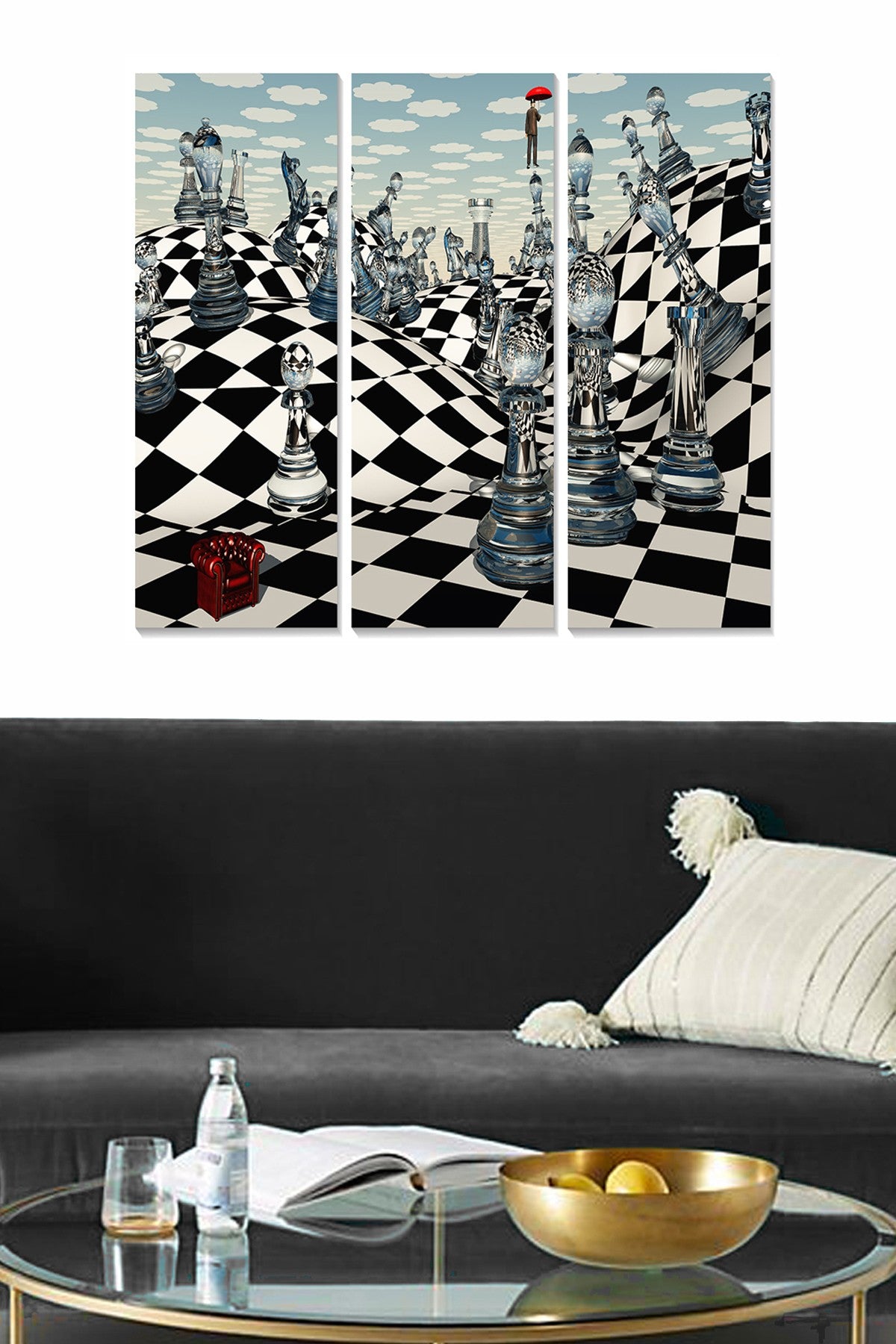 Conjunto de Quadros Decorativos em MDF Multicolor (3 Peças) 70x50 cm – Espessura 3 mm (20x50 cm cada)