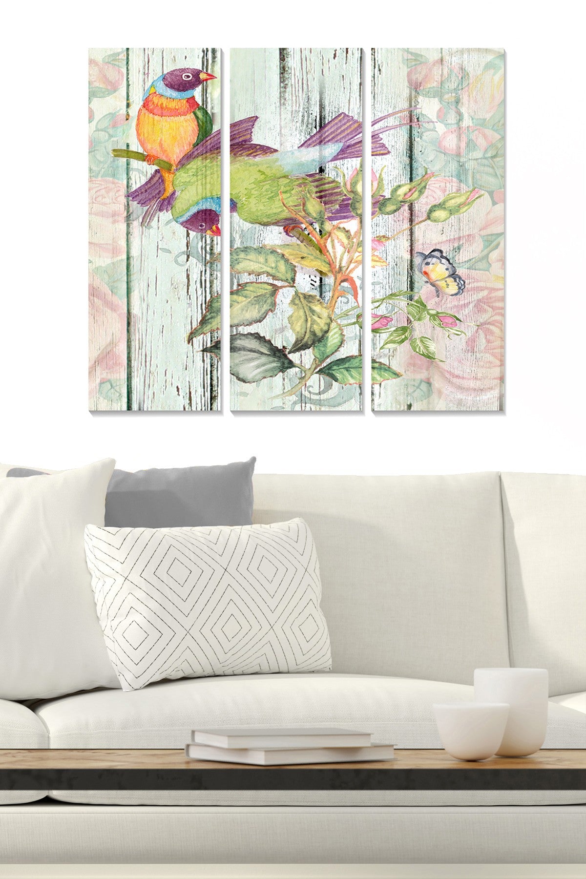 Quadro Decorativo em MDF Multicolor – Conjunto 3 Peças (20x50 cm cada), Total 70x50 cm