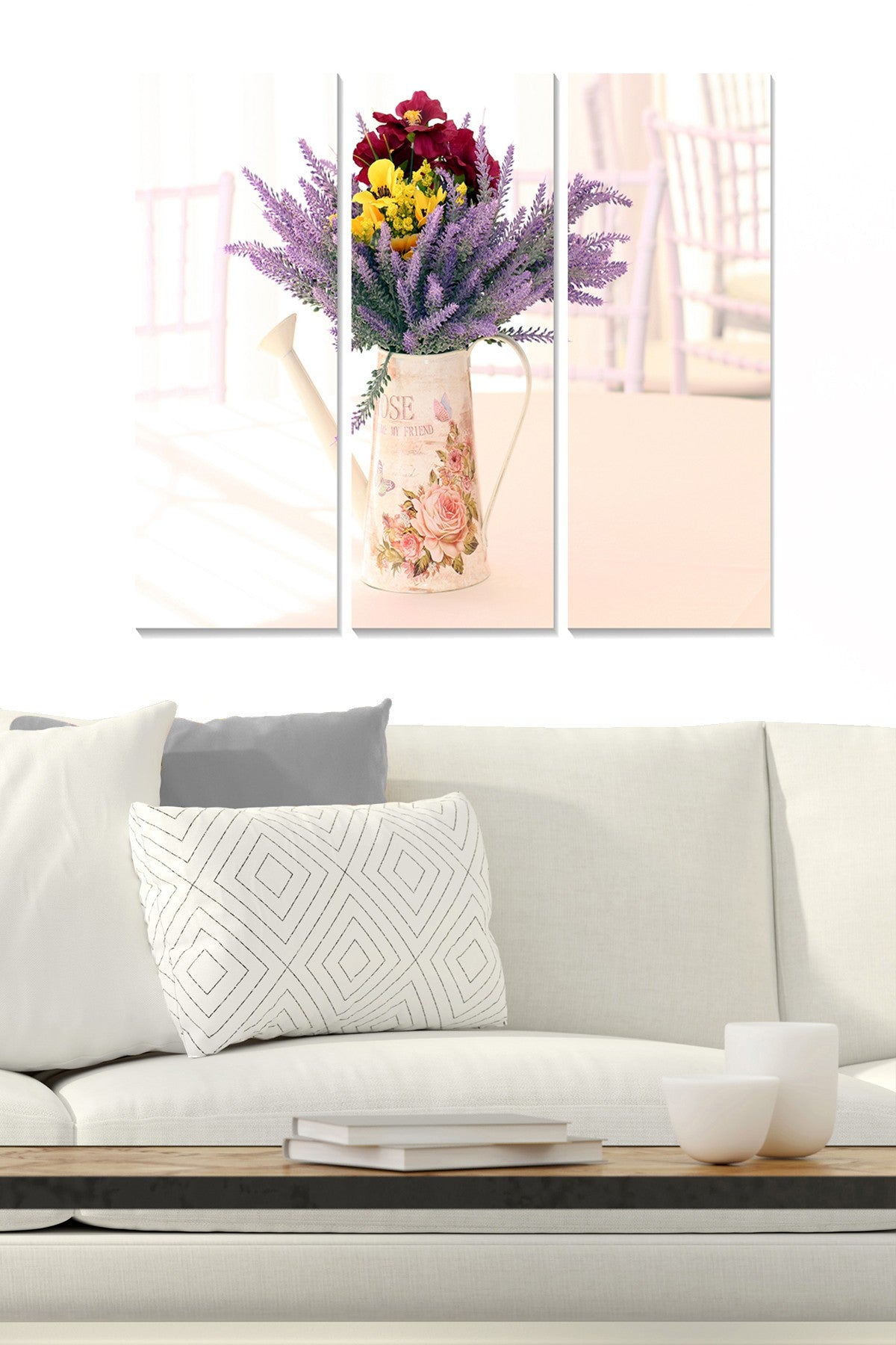 Tríptico Decorativo em MDF Multicolor — 3 Peças (20x50 cm cada), 100% MDF 3 mm, Tamanho Total 70x50 cm