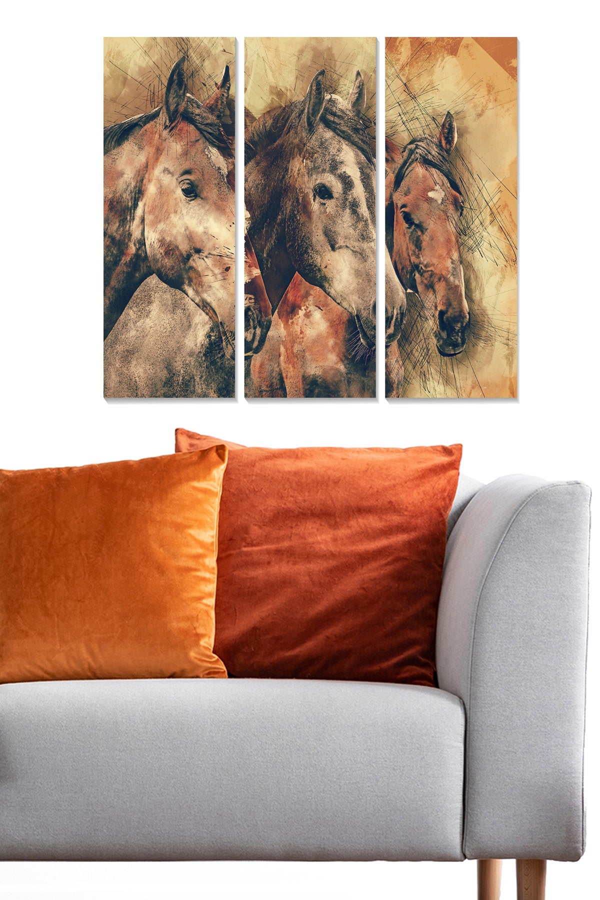 Quadro Decorativo em MDF Multicolor (3 Peças) – 20x50 cm cada, 70x50 cm total – MDF1596288