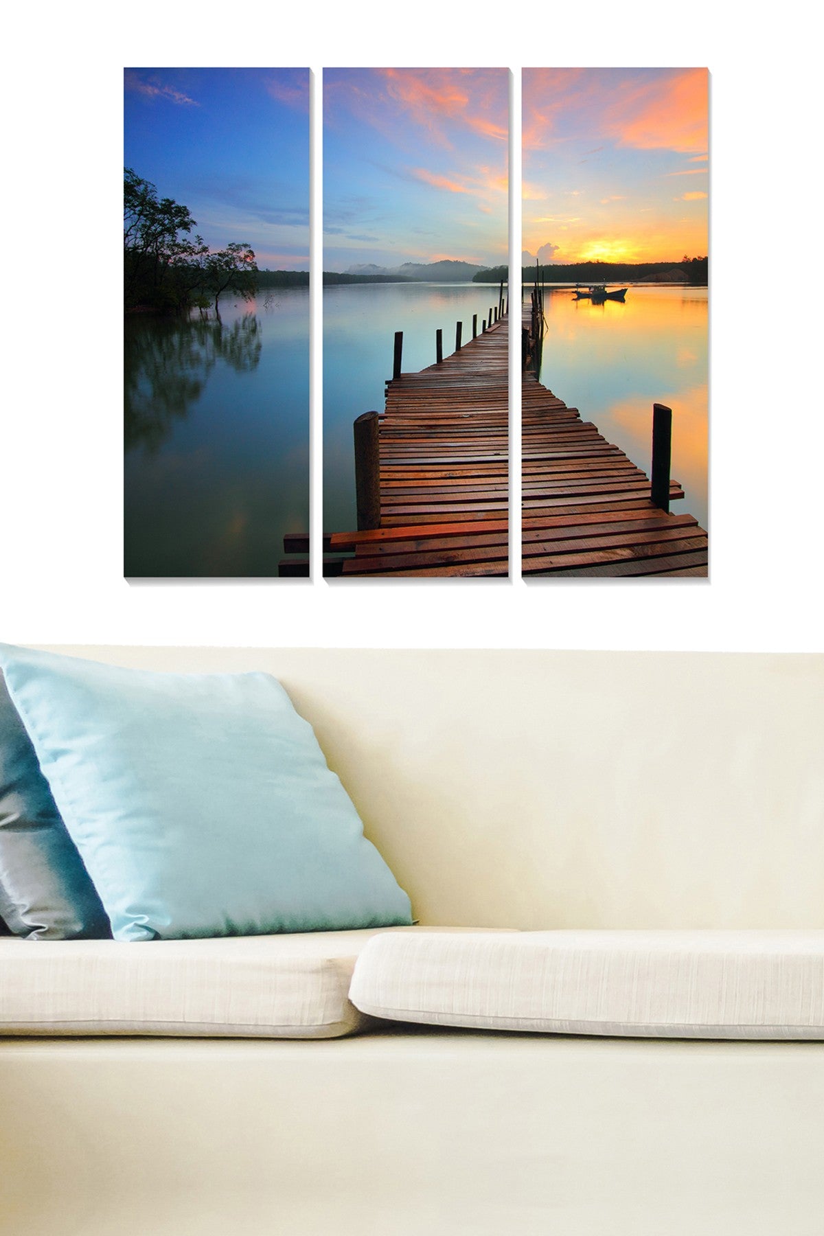 Quadro Decorativo Triplo em MDF 100% (3 mm) – Multicolor, 3 Peças 20x50 cm (Total 70x50 cm)