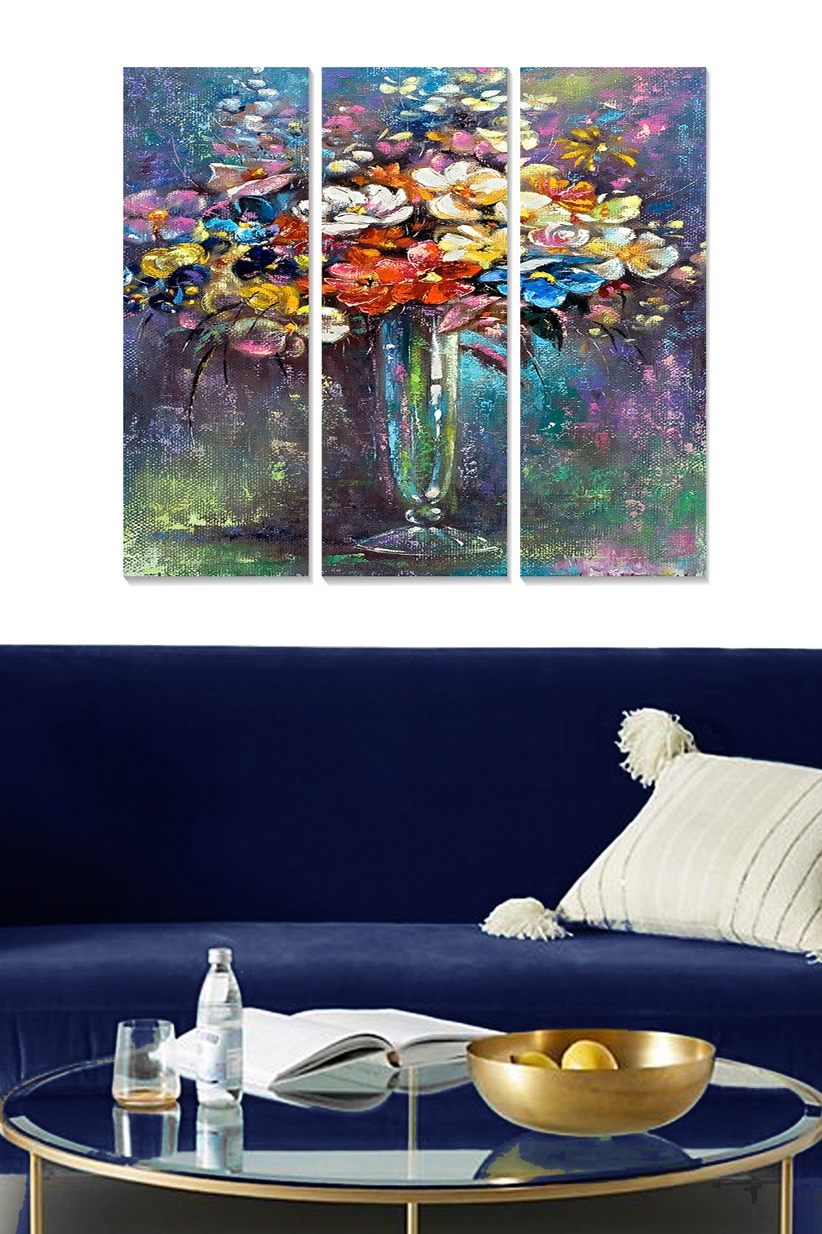 Quadro Decorativo em MDF Multicolor – Conjunto de 3 Peças (20x50 cm cada, total 70x50 cm, espessura 3 mm)