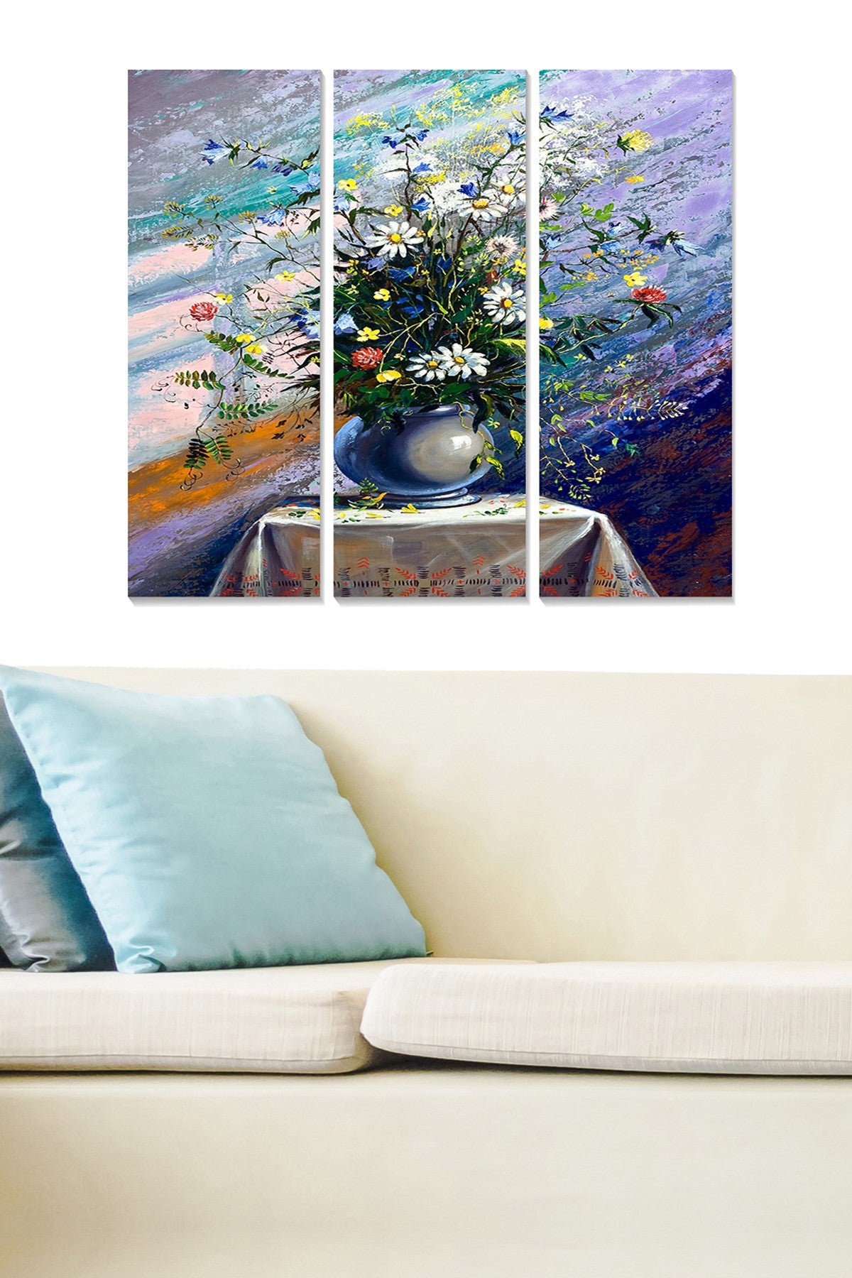 Quadro Decorativo em MDF Multicolor – Conjunto de 3 Peças, 70x50 cm (cada 20x50 cm), Espessura 3 mm