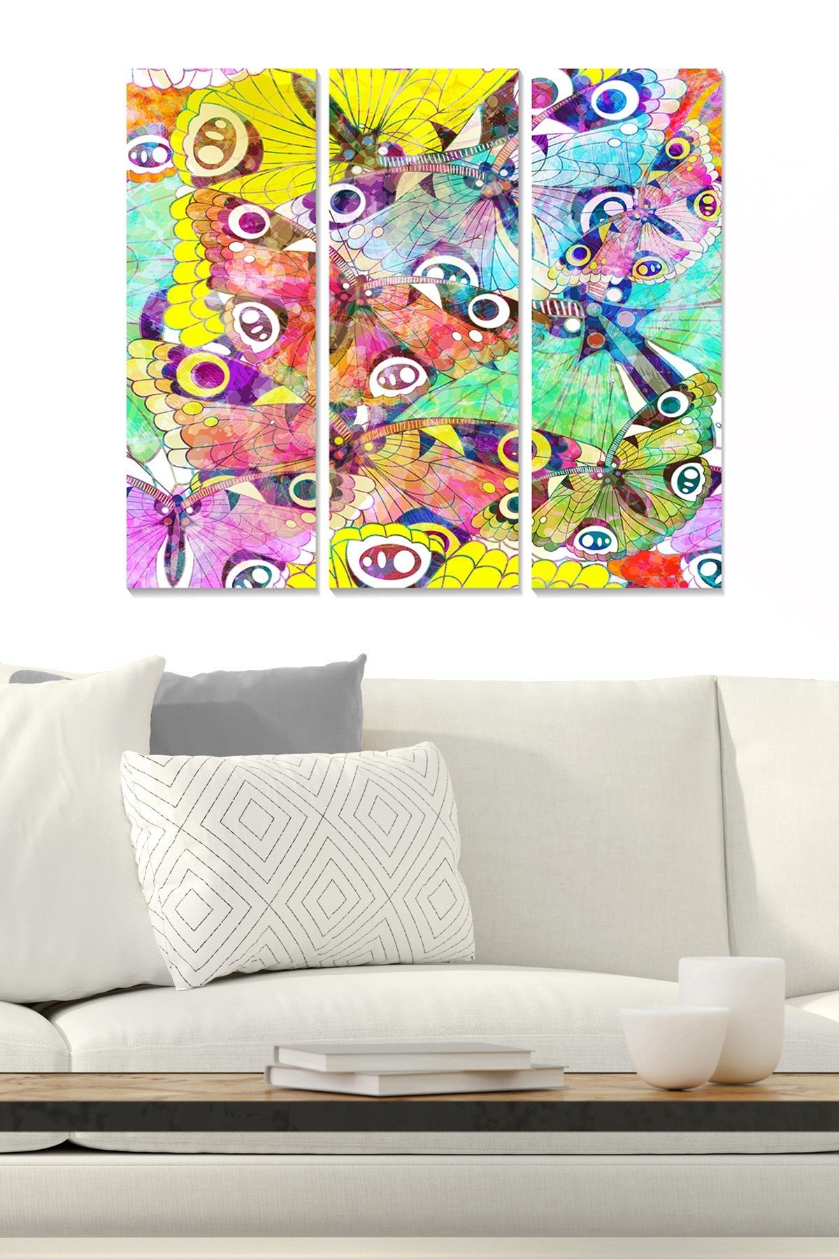 Quadro Decorativo em MDF Multicolor (3 Peças) 70 x 50 cm, Espessura 3 mm